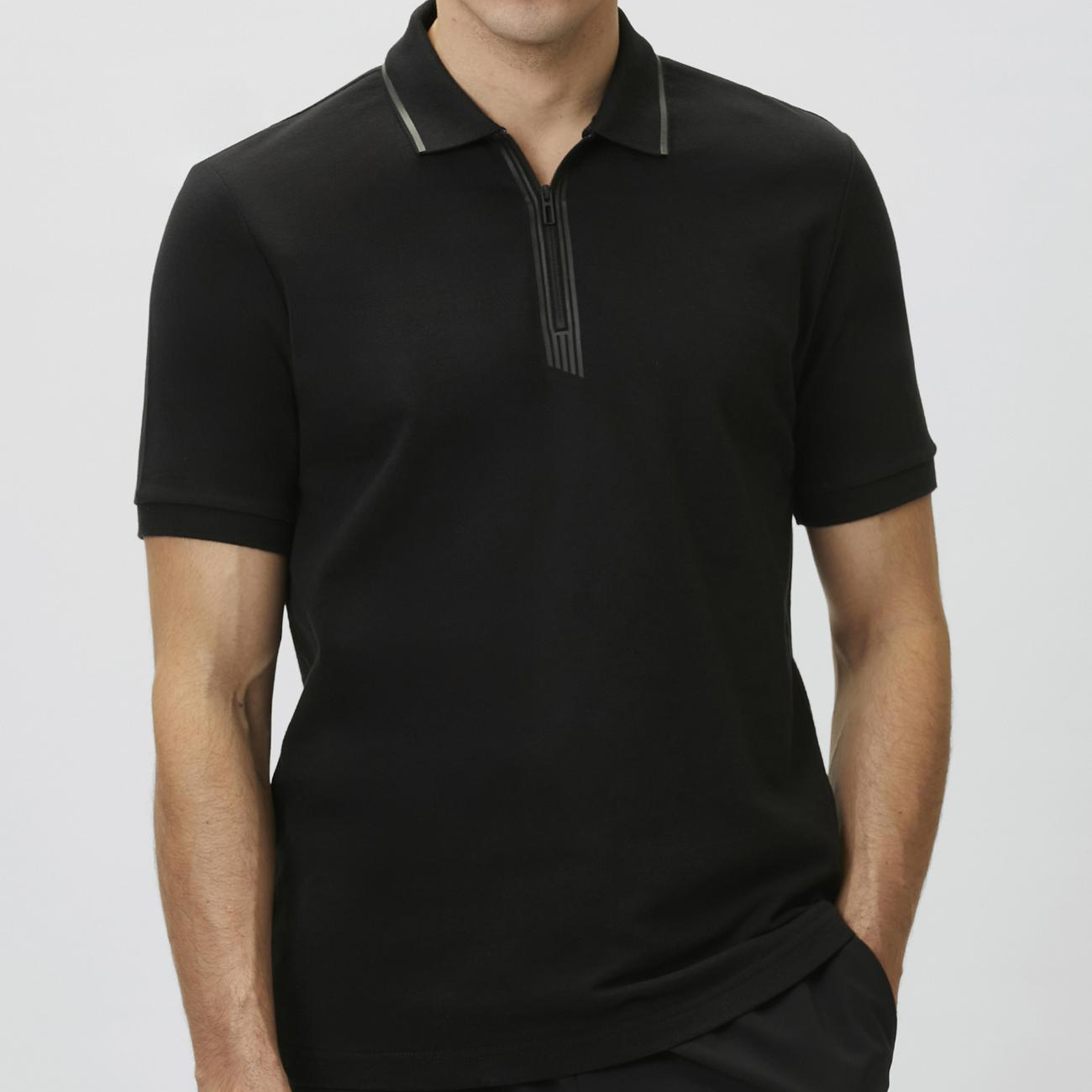 Network Erkek N-Tech Siyah Fermuarlı T-shirt