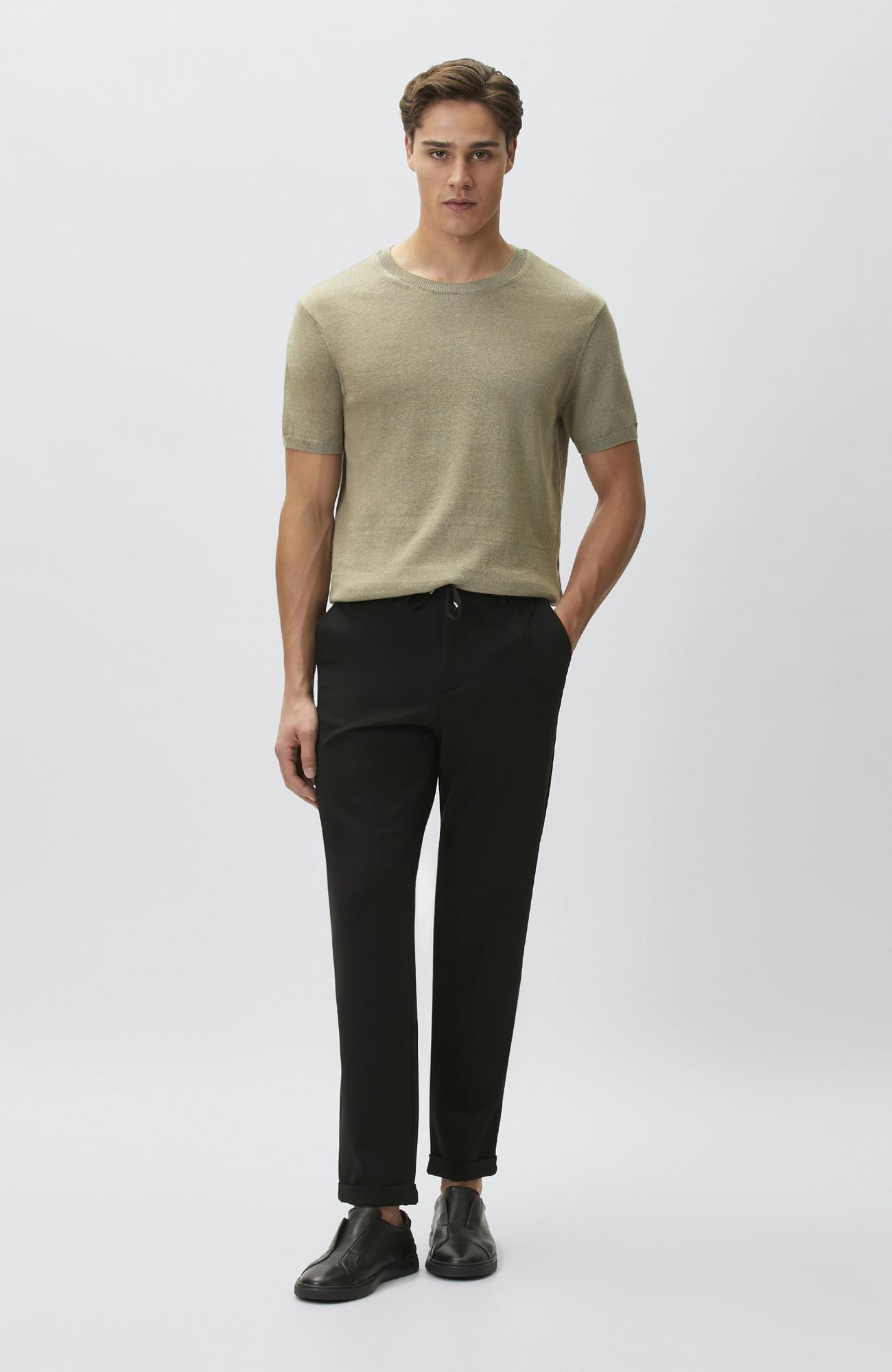 Network Erkek Slim Fit Açık Haki Keten Karışımlı Kazak