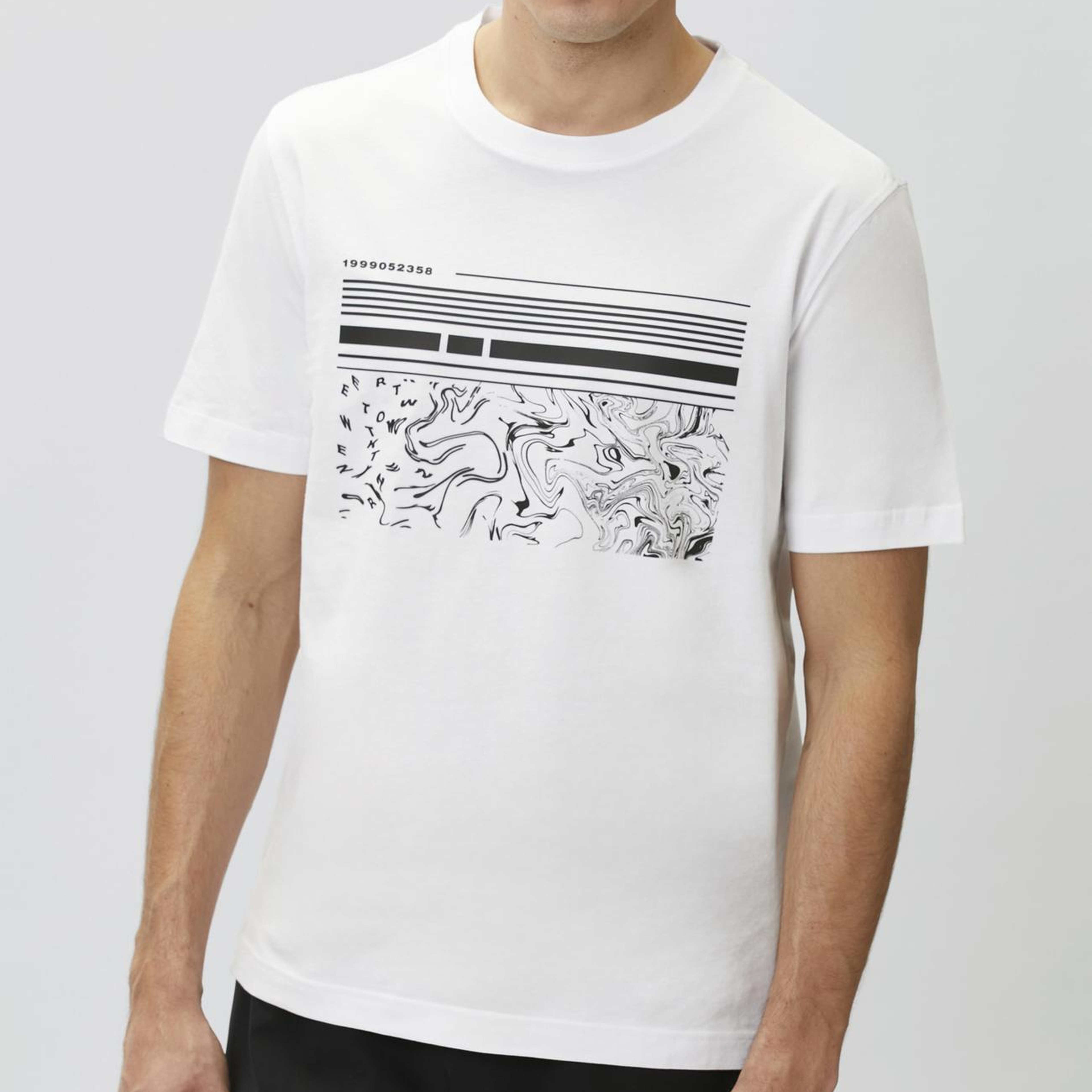 Network Erkek Kırık Beyaz Baskılı T-shirt