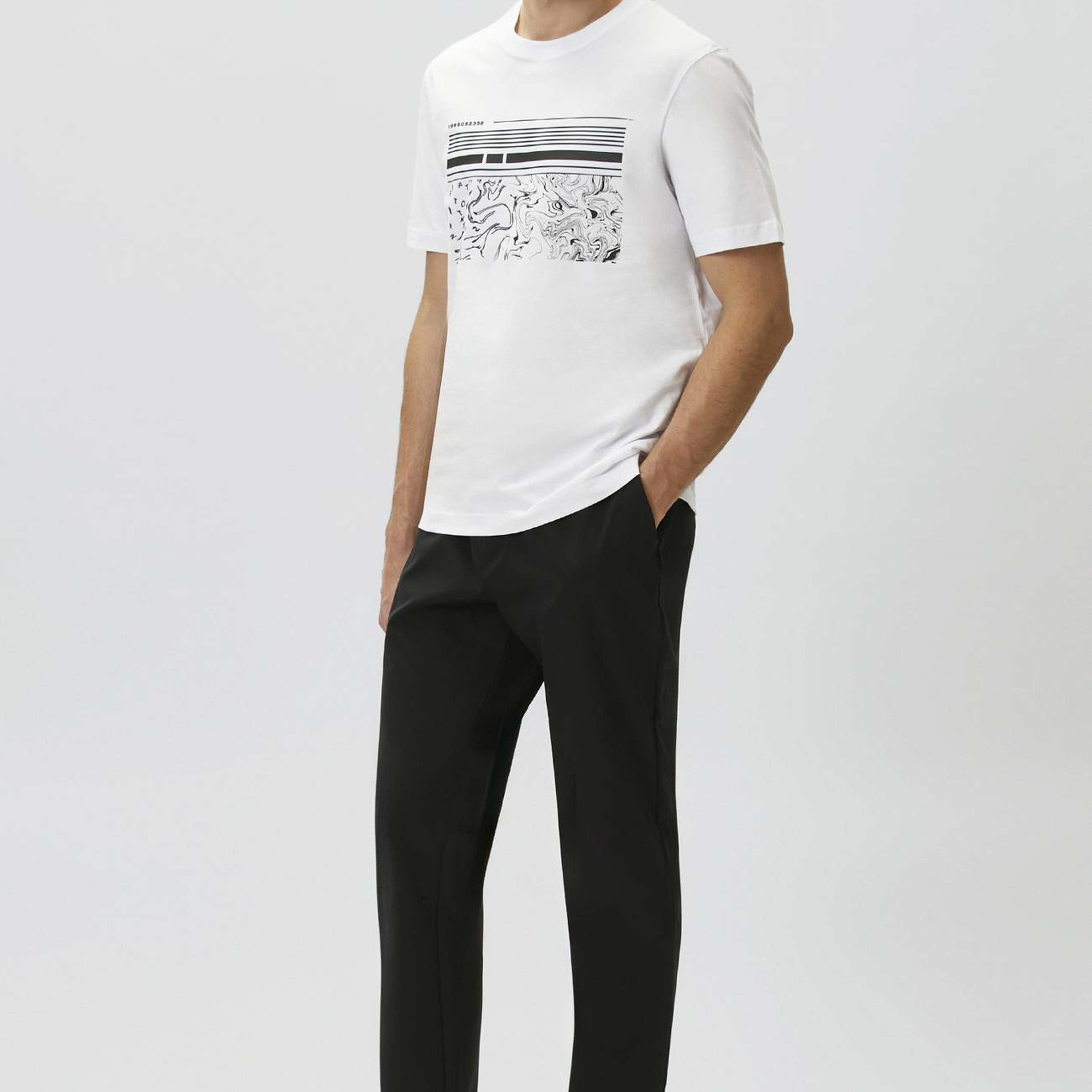 Network Erkek Kırık Beyaz Baskılı T-shirt