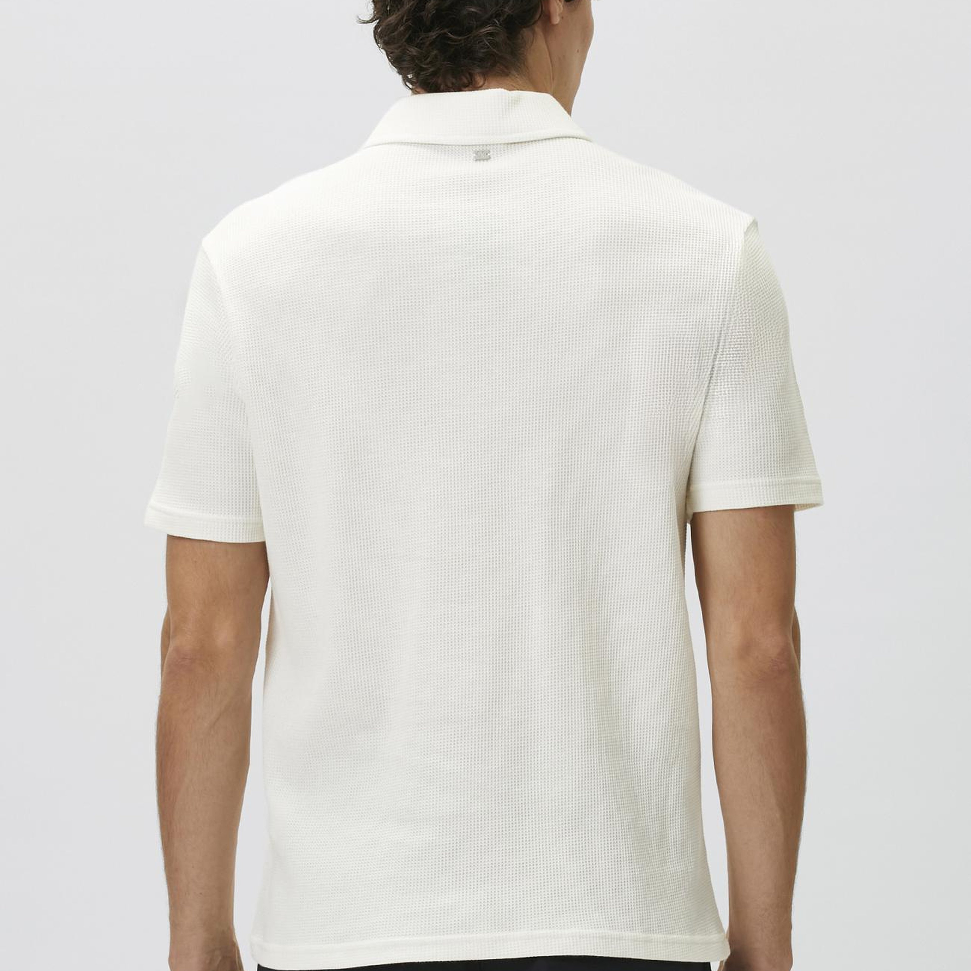 Network Erkek Slim Fit Beyaz Polo Yaka Waffle T-shirt
