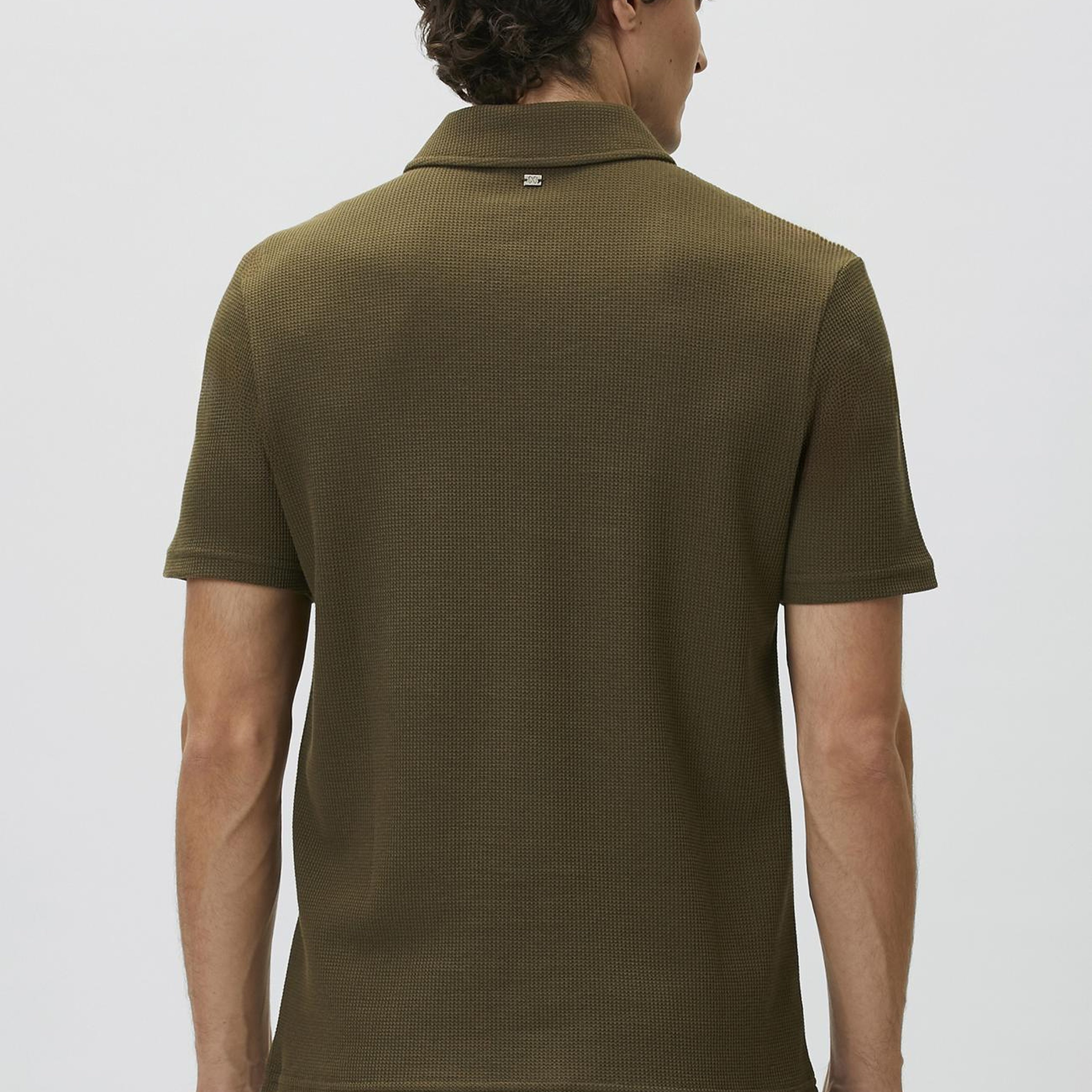 Network Erkek Slim Fit Haki Polo Yaka Waffle T-shirt