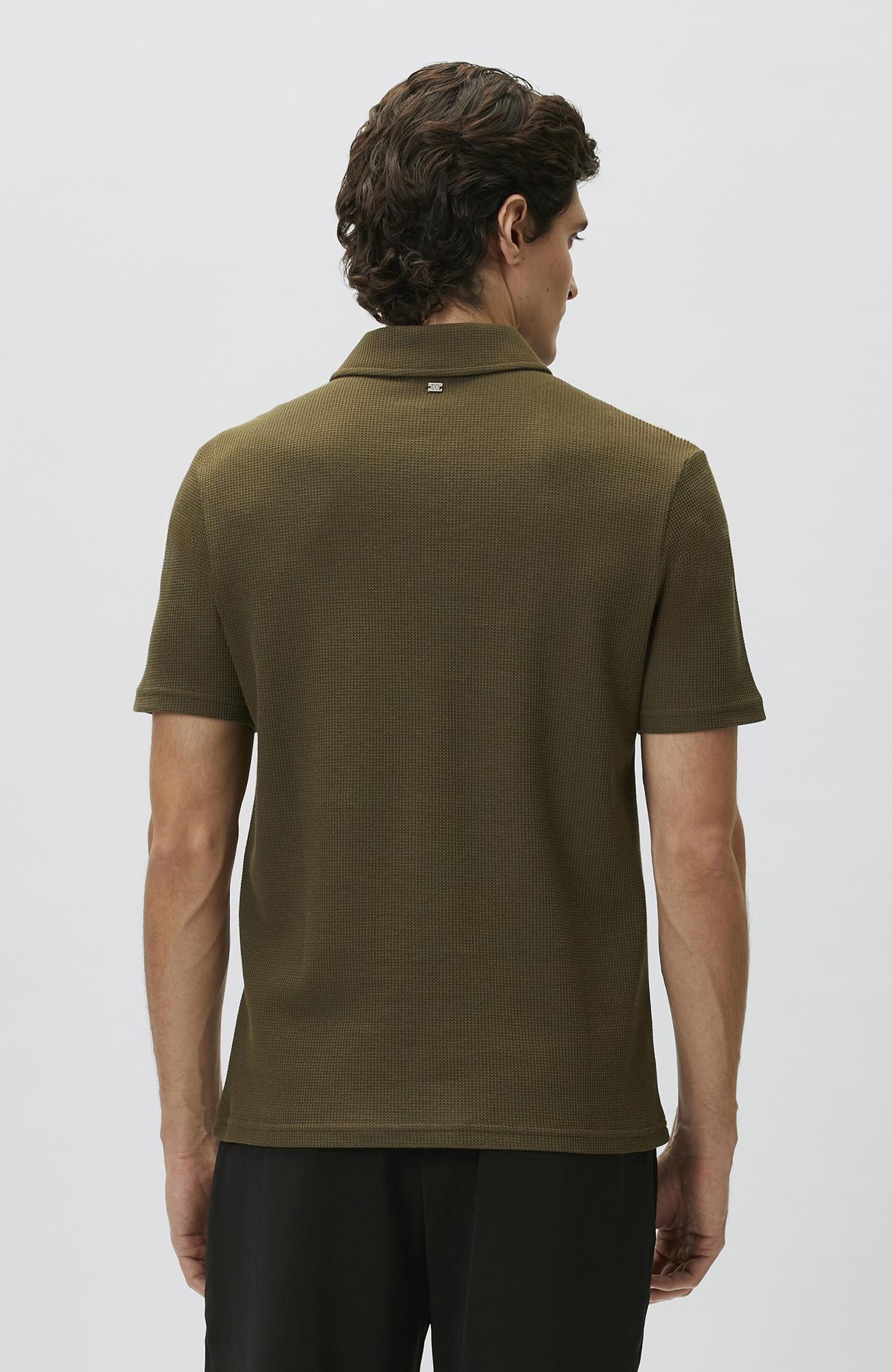 Network Erkek Slim Fit Haki Polo Yaka Waffle T-shirt
