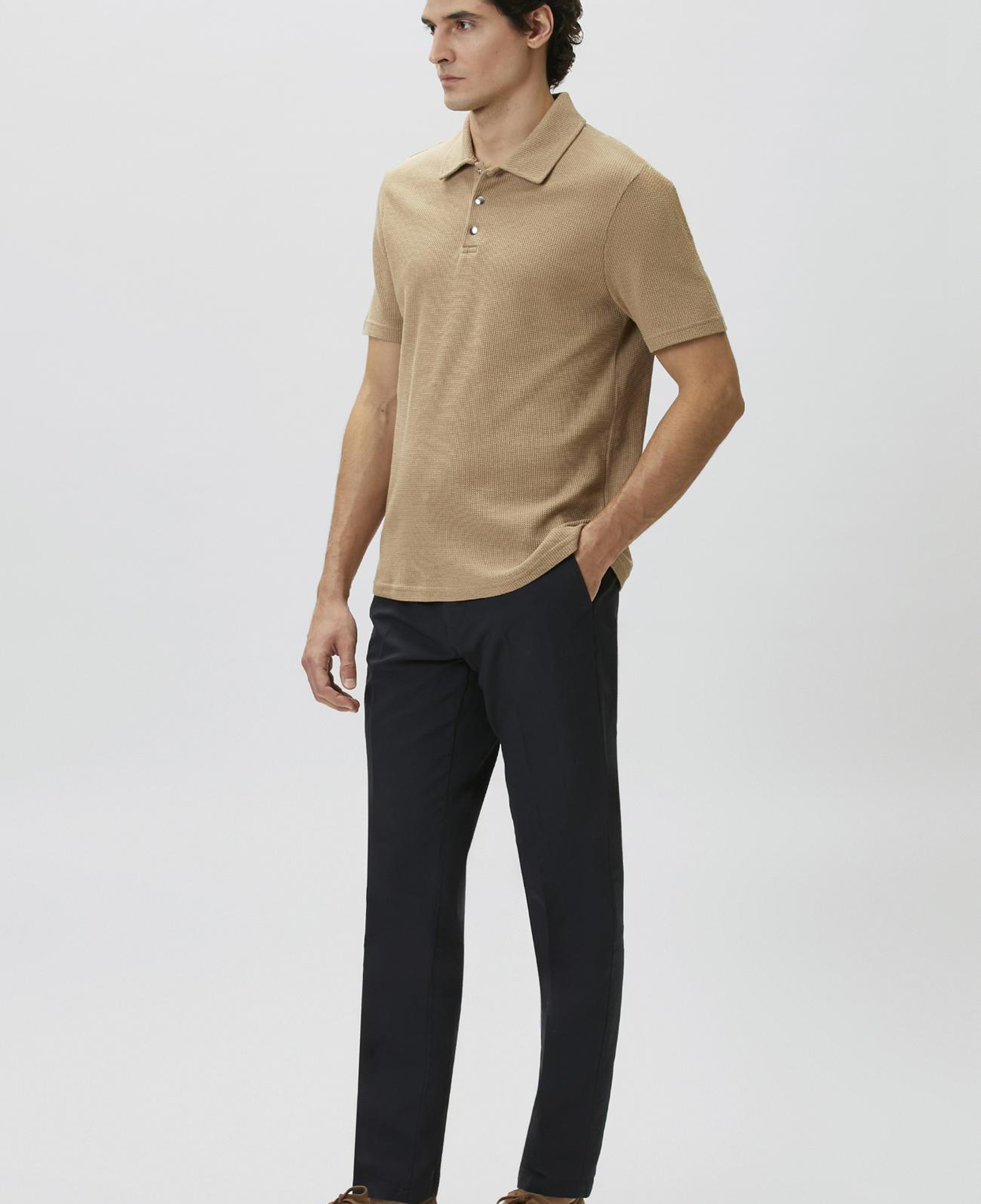 Network Erkek Slim Fit Vizon Polo Yaka Waffle T-shirt