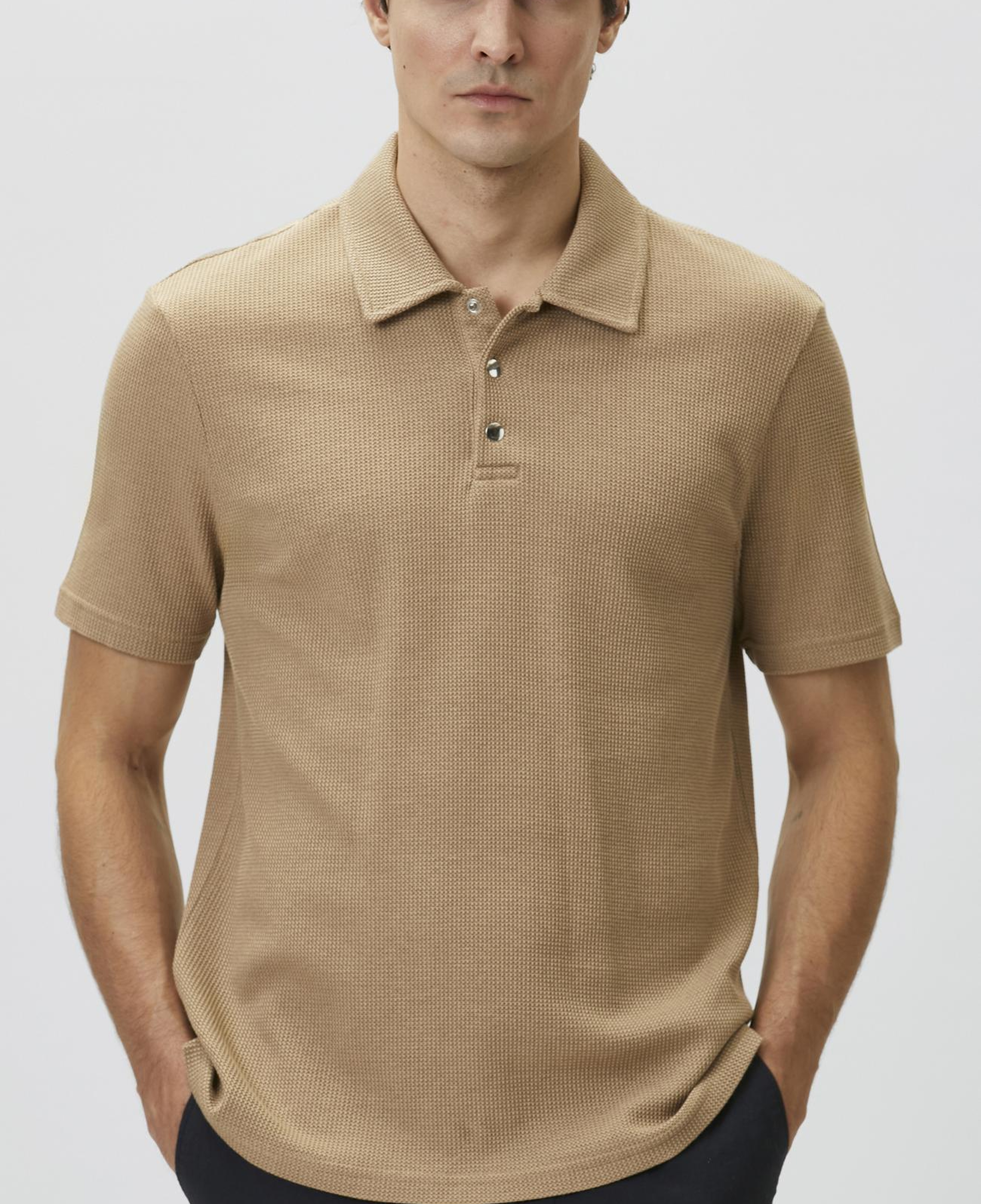 Network Erkek Slim Fit Vizon Polo Yaka Waffle T-shirt