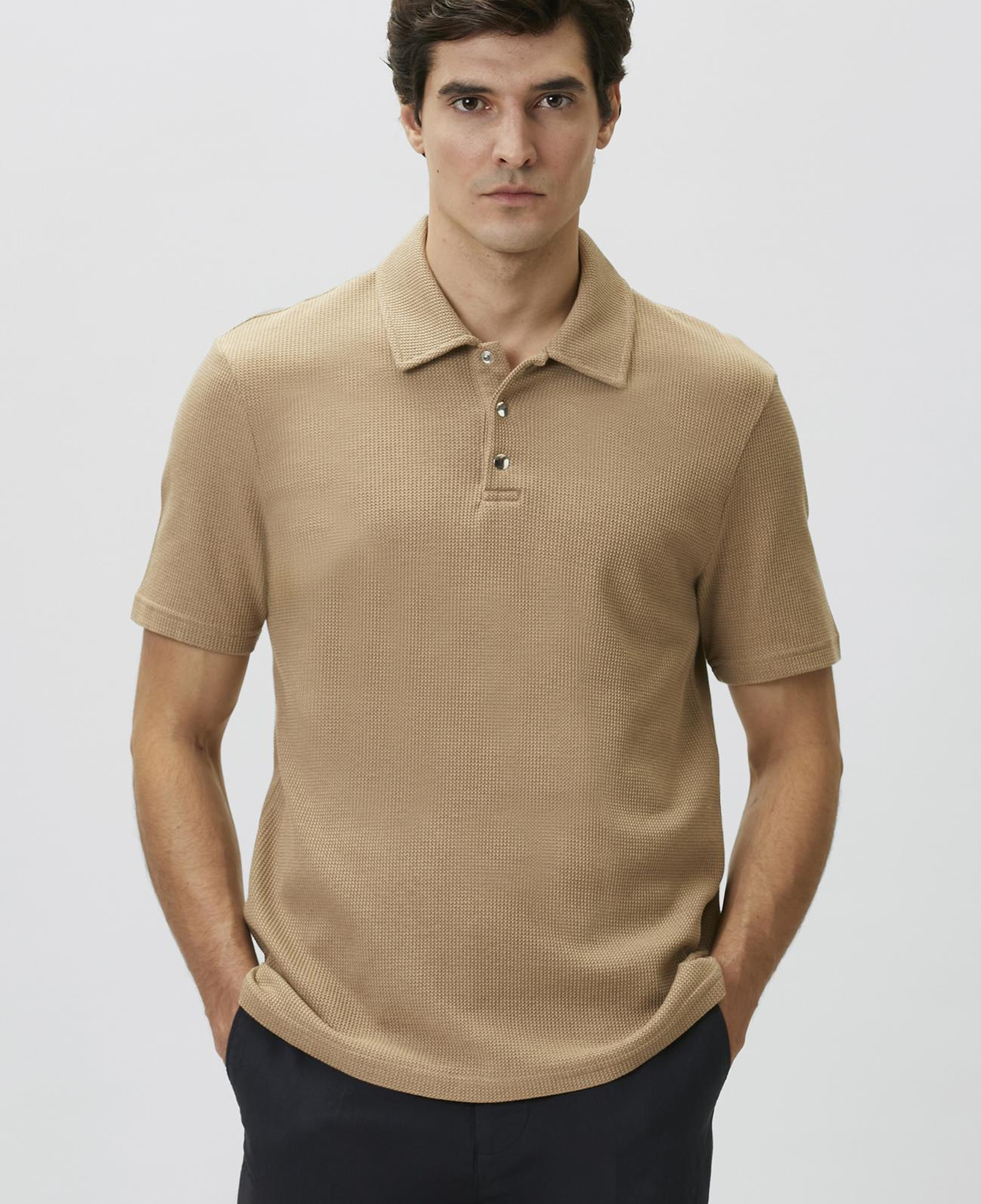 Network Erkek Slim Fit Vizon Polo Yaka Waffle T-shirt