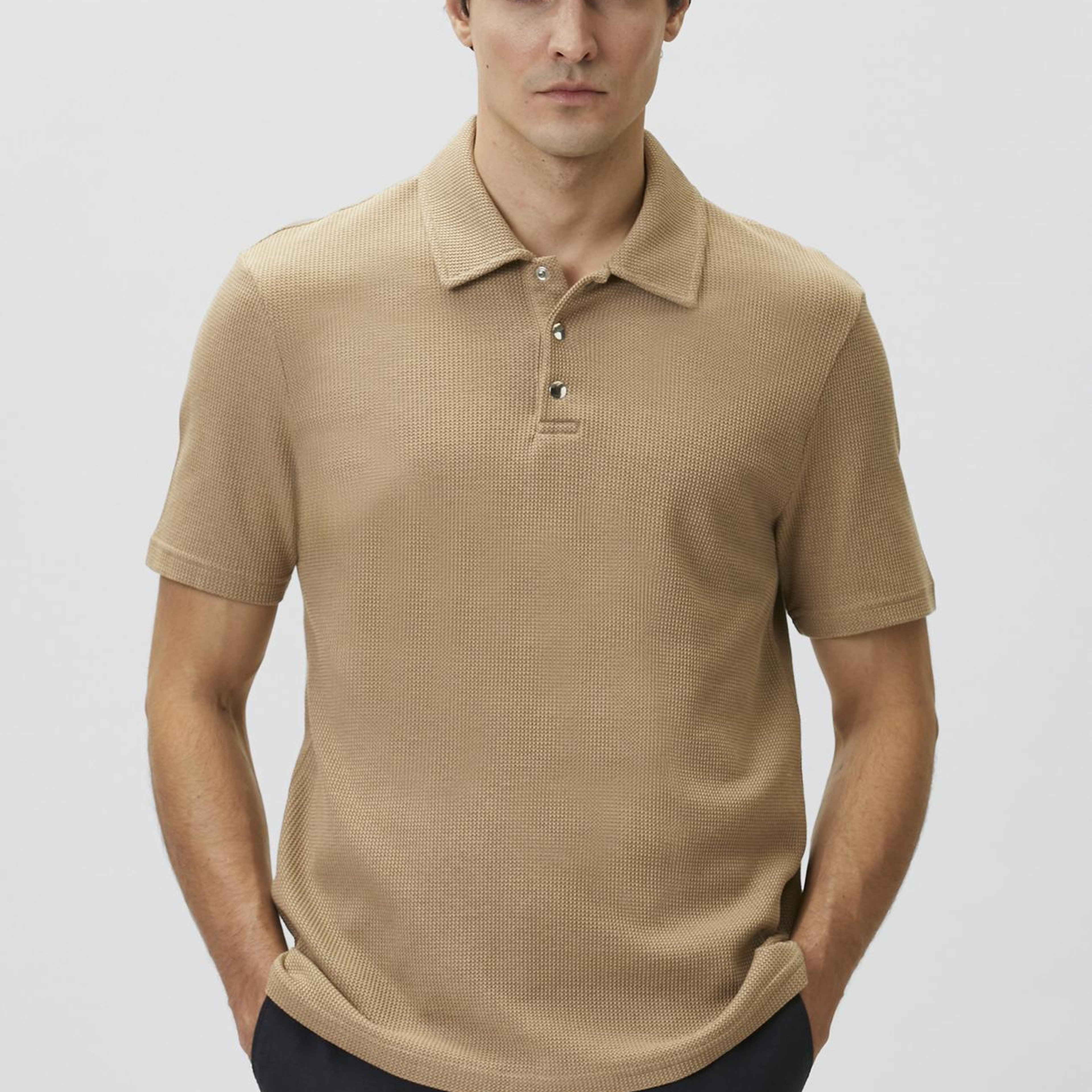 Network Erkek Slim Fit Vizon Polo Yaka Waffle T-shirt