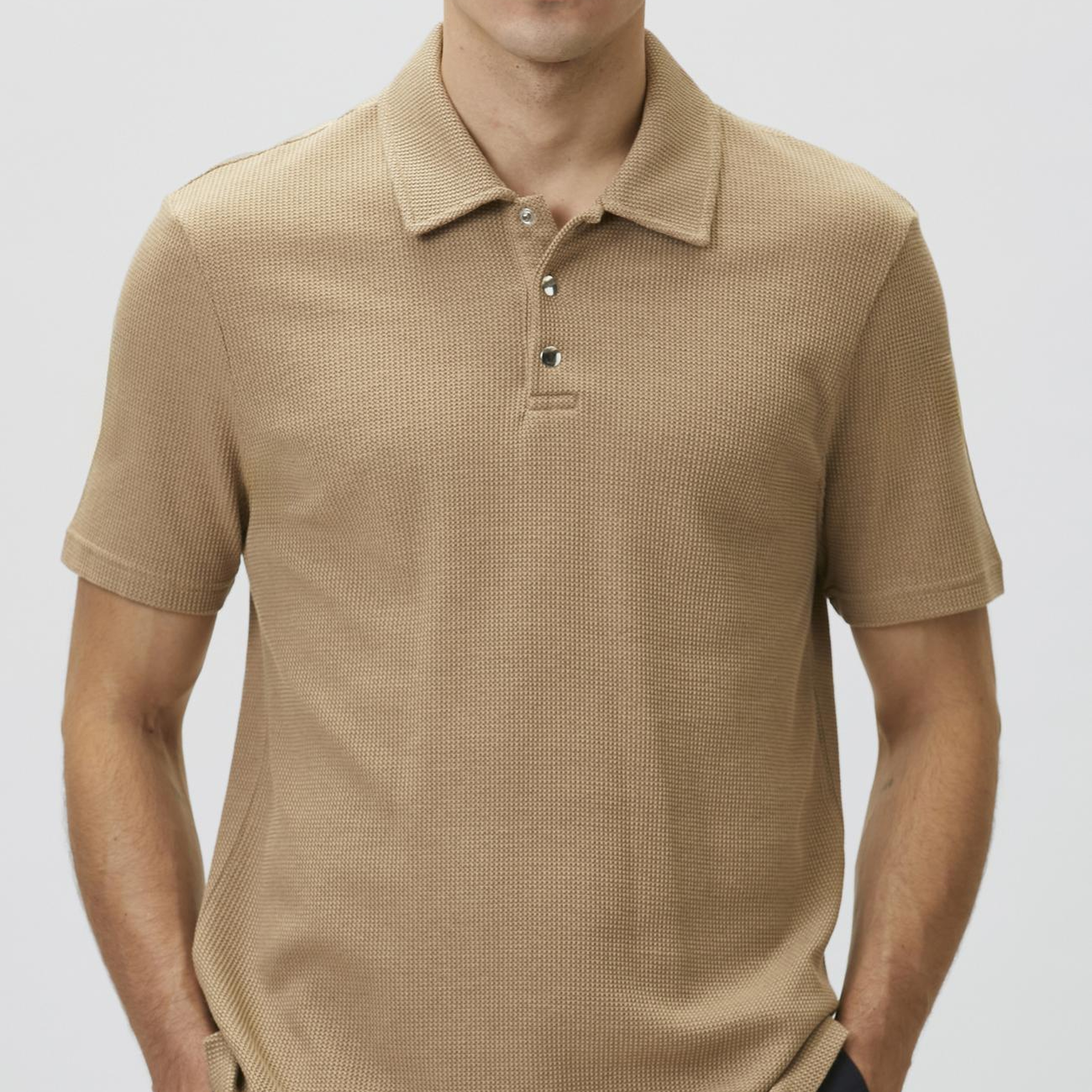 Network Erkek Slim Fit Vizon Polo Yaka Waffle T-shirt