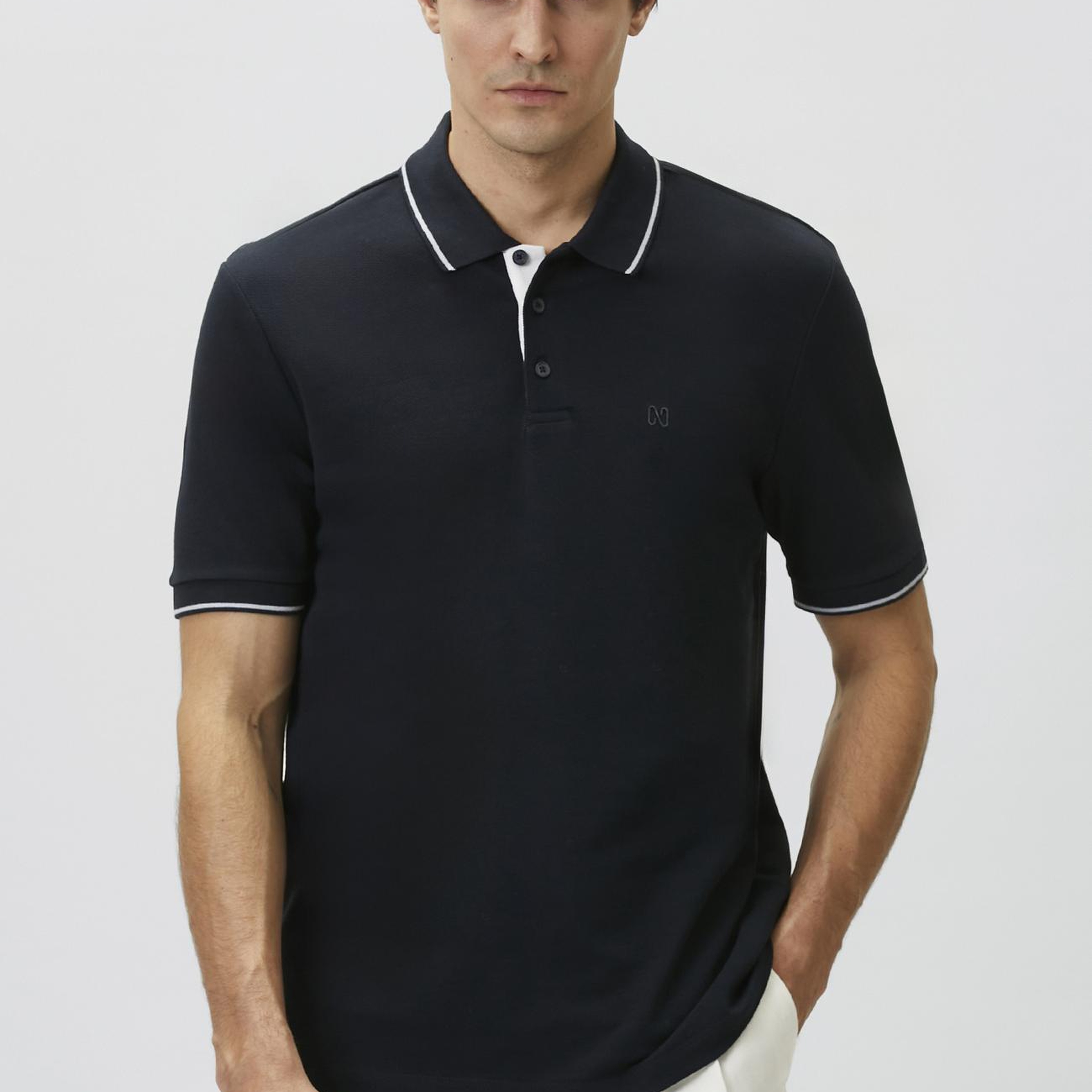 Network Erkek Lacivert Polo Yaka Patı Renkli T-shirt