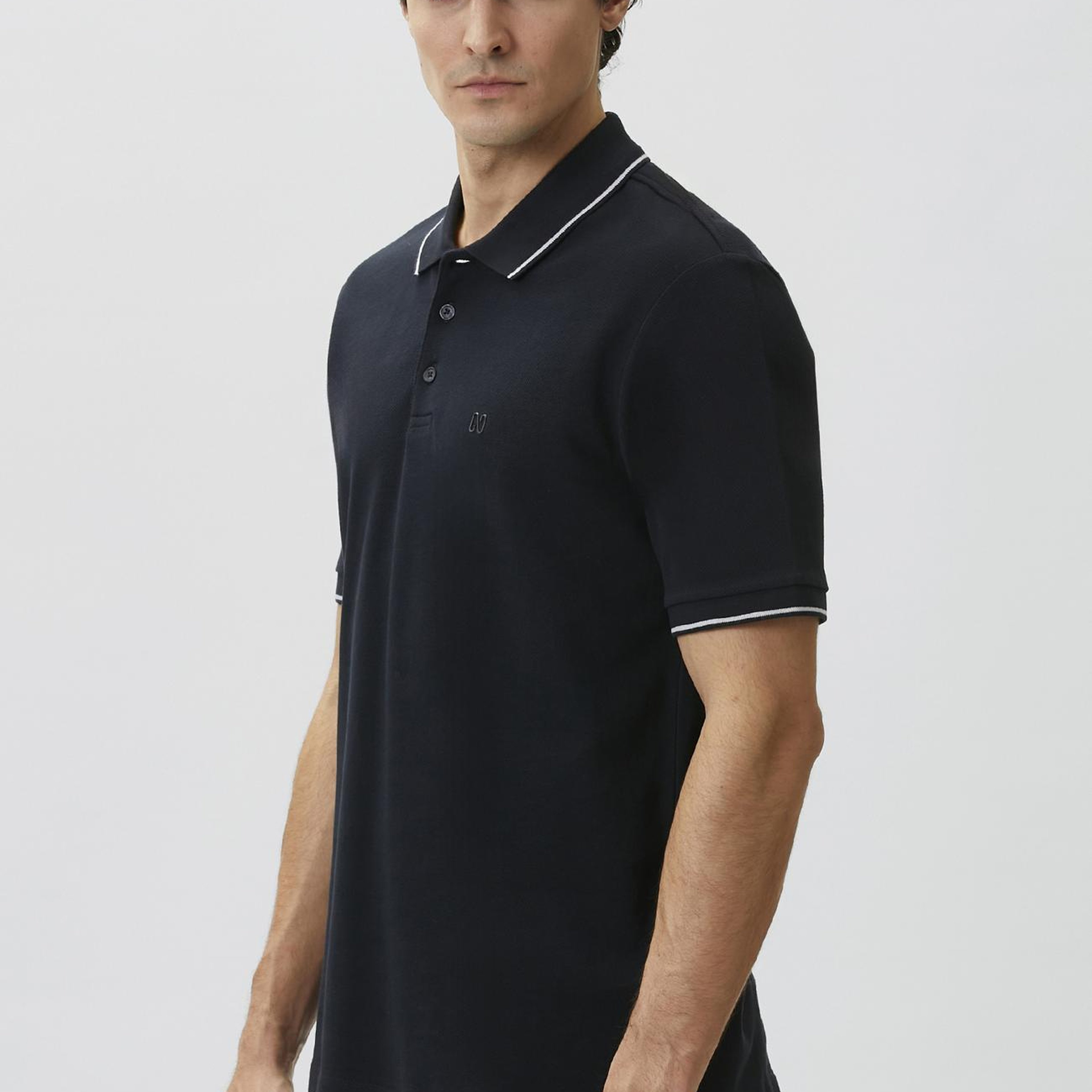 Network Erkek Lacivert Polo Yaka Patı Renkli T-shirt