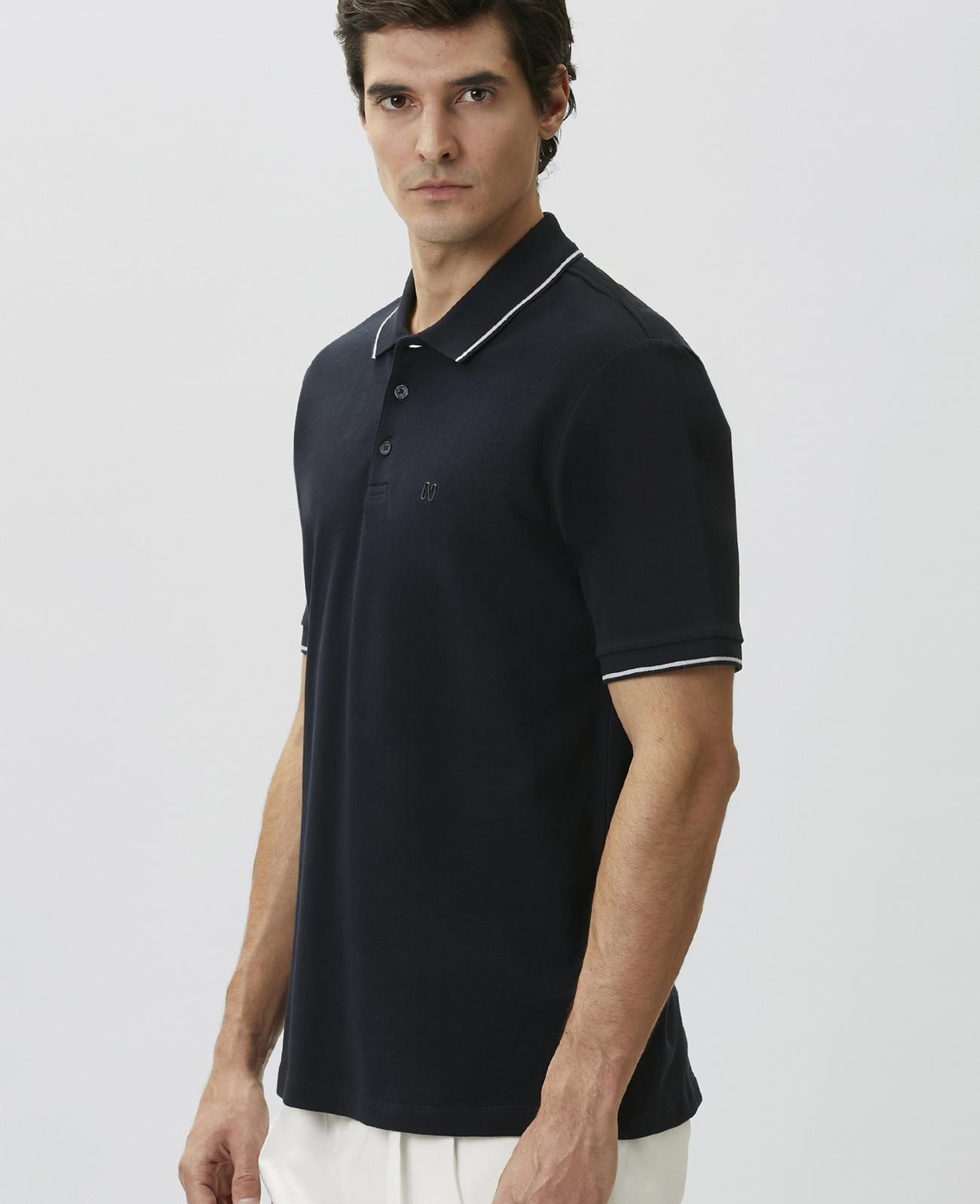 Network Erkek Lacivert Polo Yaka Patı Renkli T-shirt