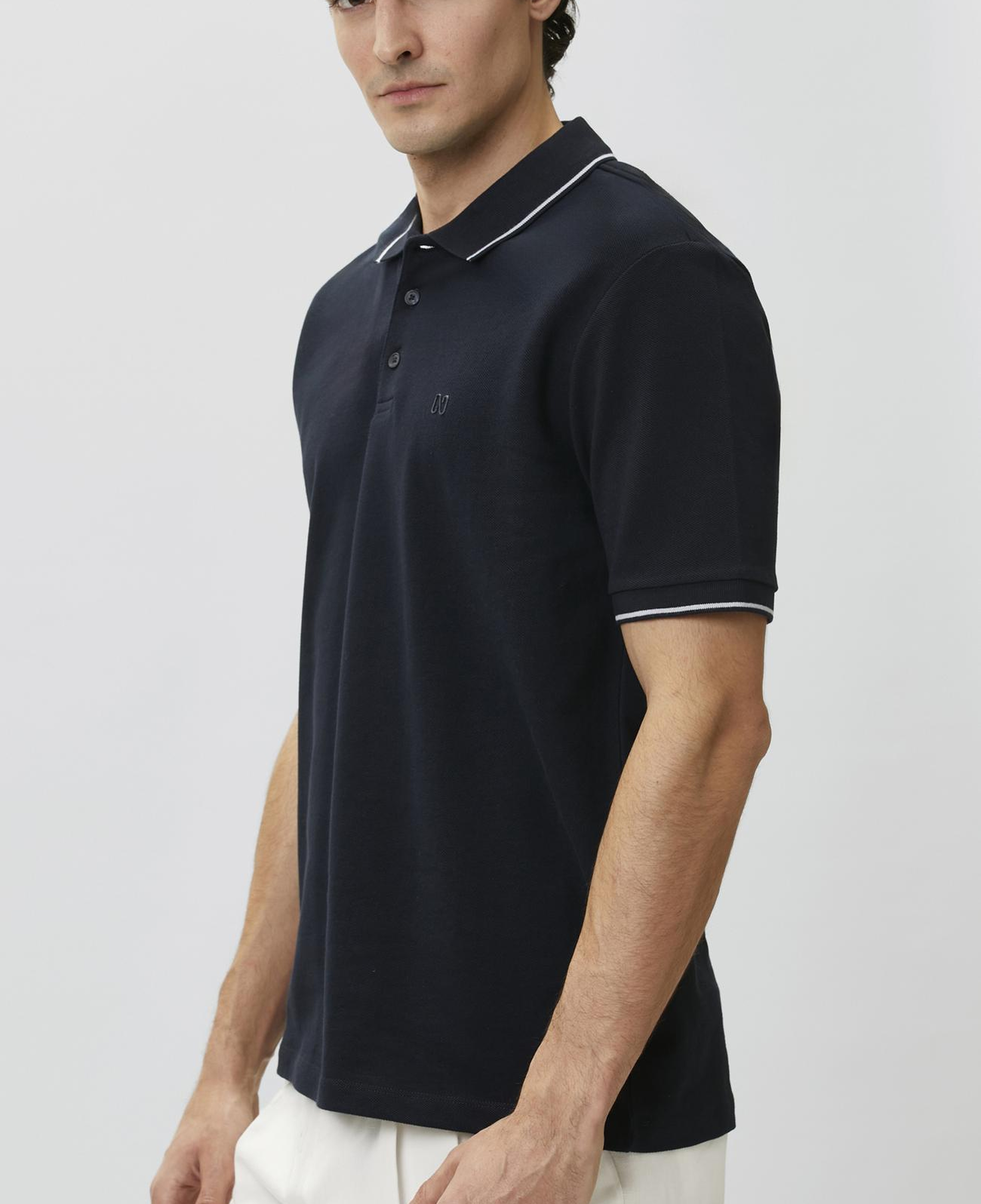 Network Erkek Lacivert Polo Yaka Patı Renkli T-shirt