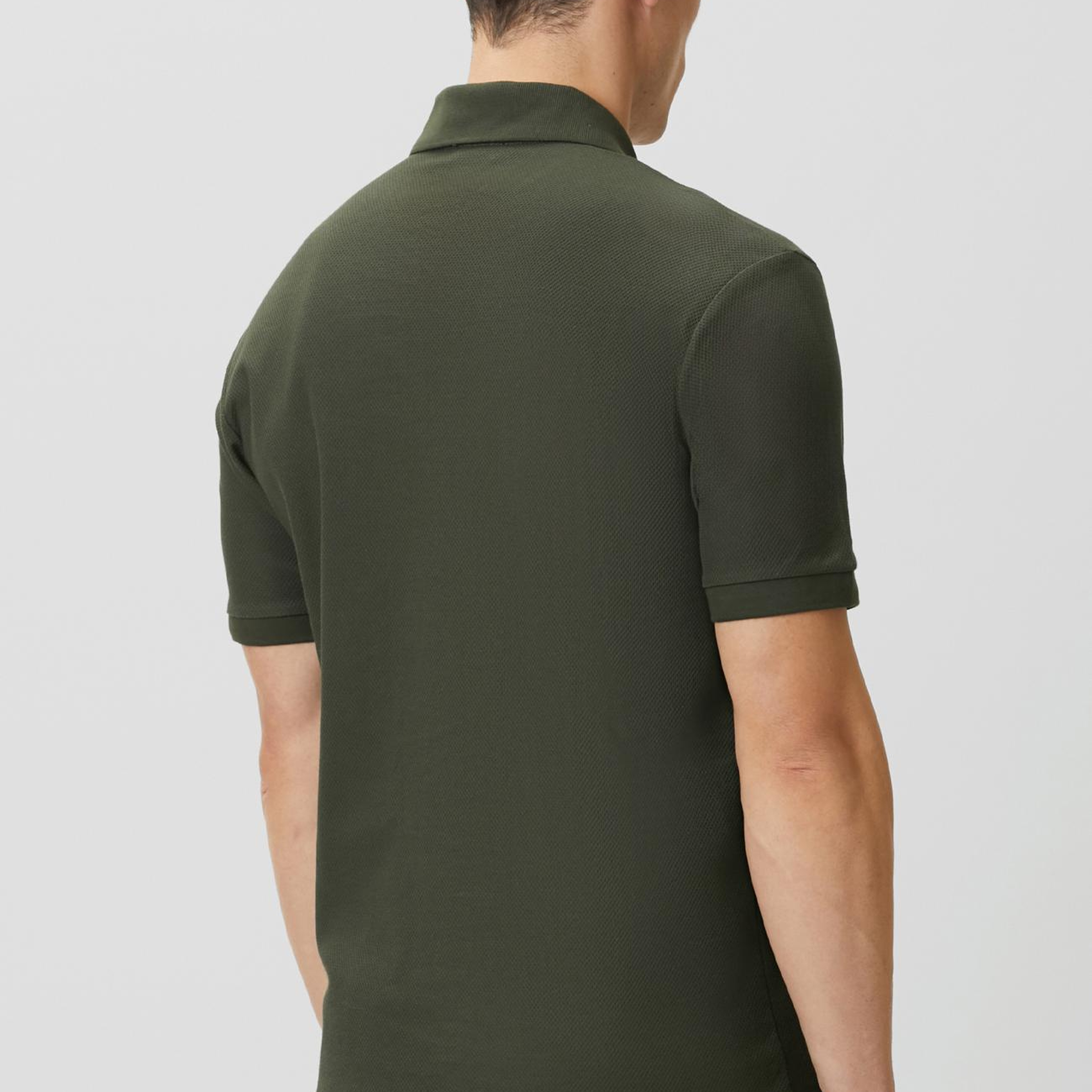 Network Erkek Slim Fit Haki Polo Yaka Jakarlı Pike T-shirt