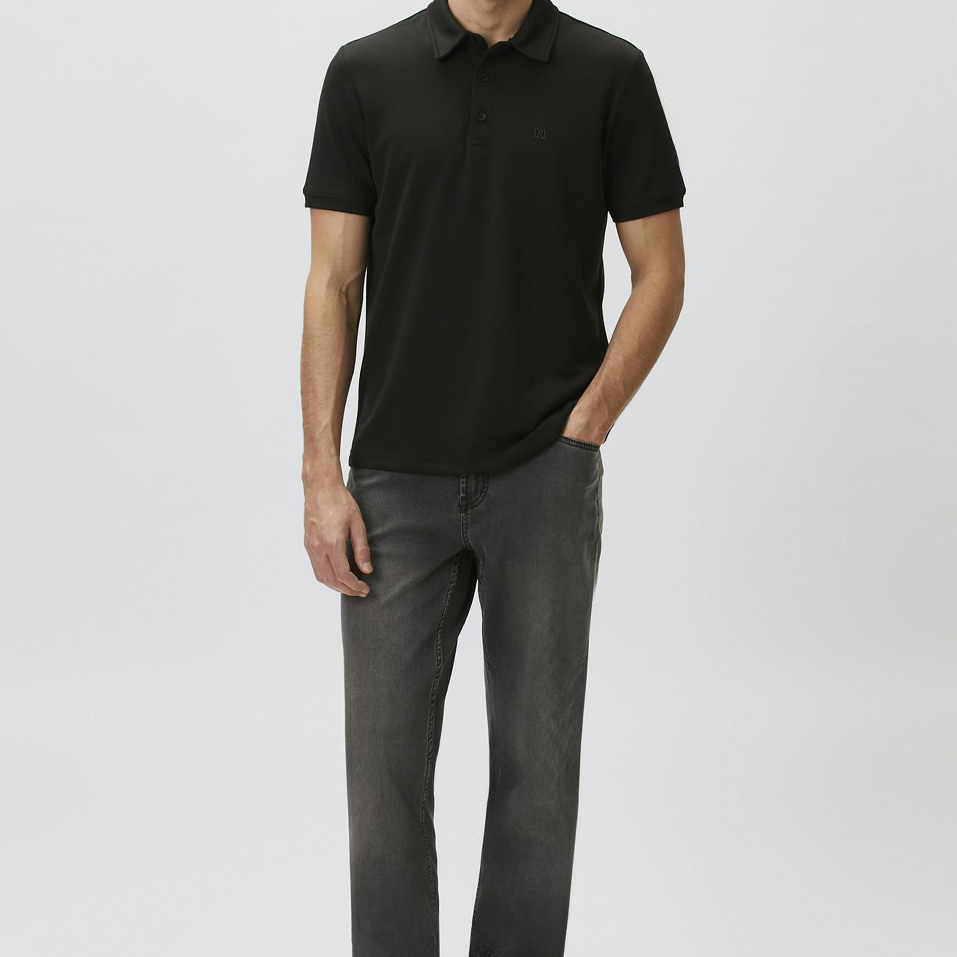 Network Erkek Comfort Fit Siyah Basic Polo Yaka Modal T-shirt