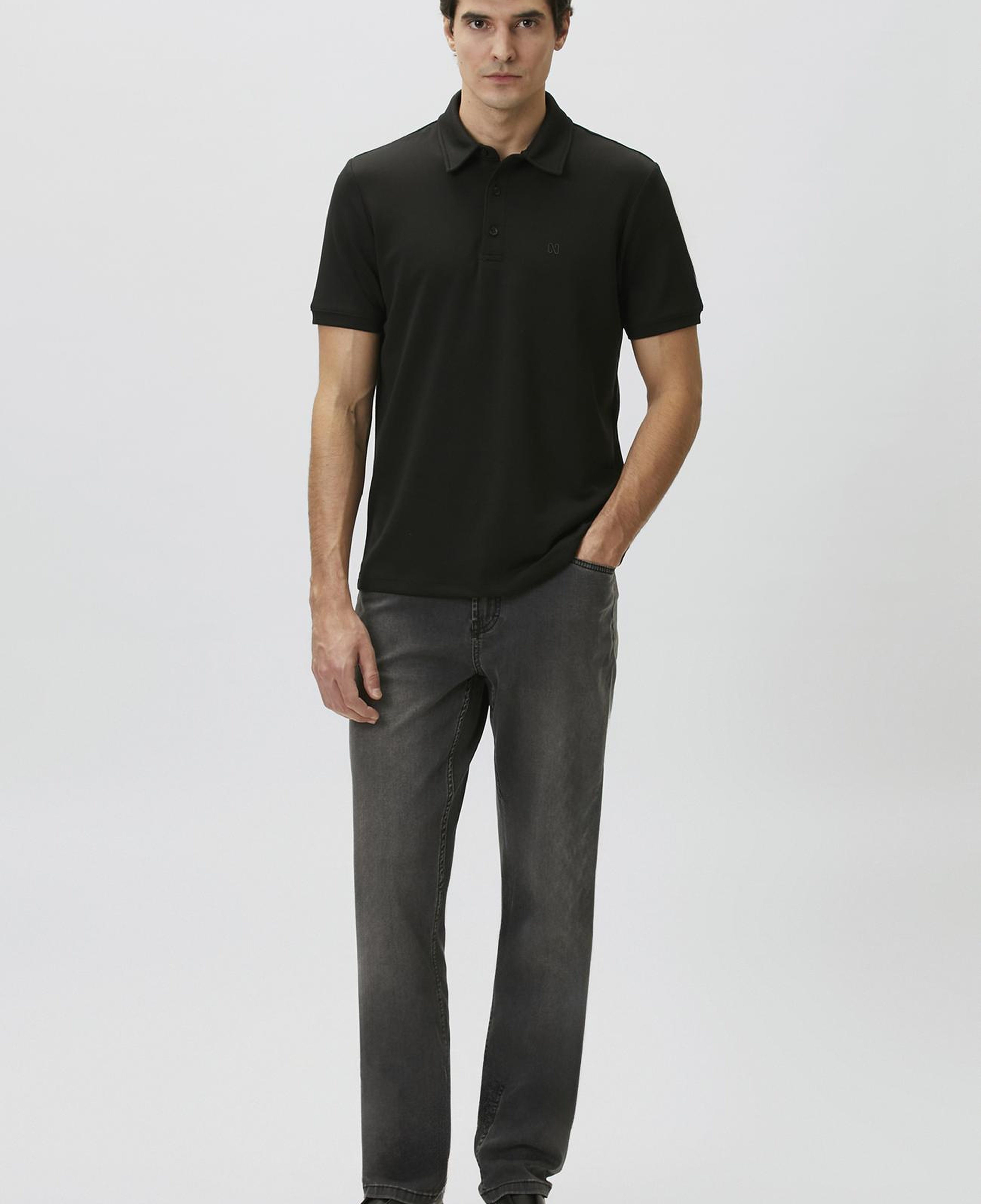 Network Erkek Comfort Fit Siyah Basic Polo Yaka Modal T-shirt