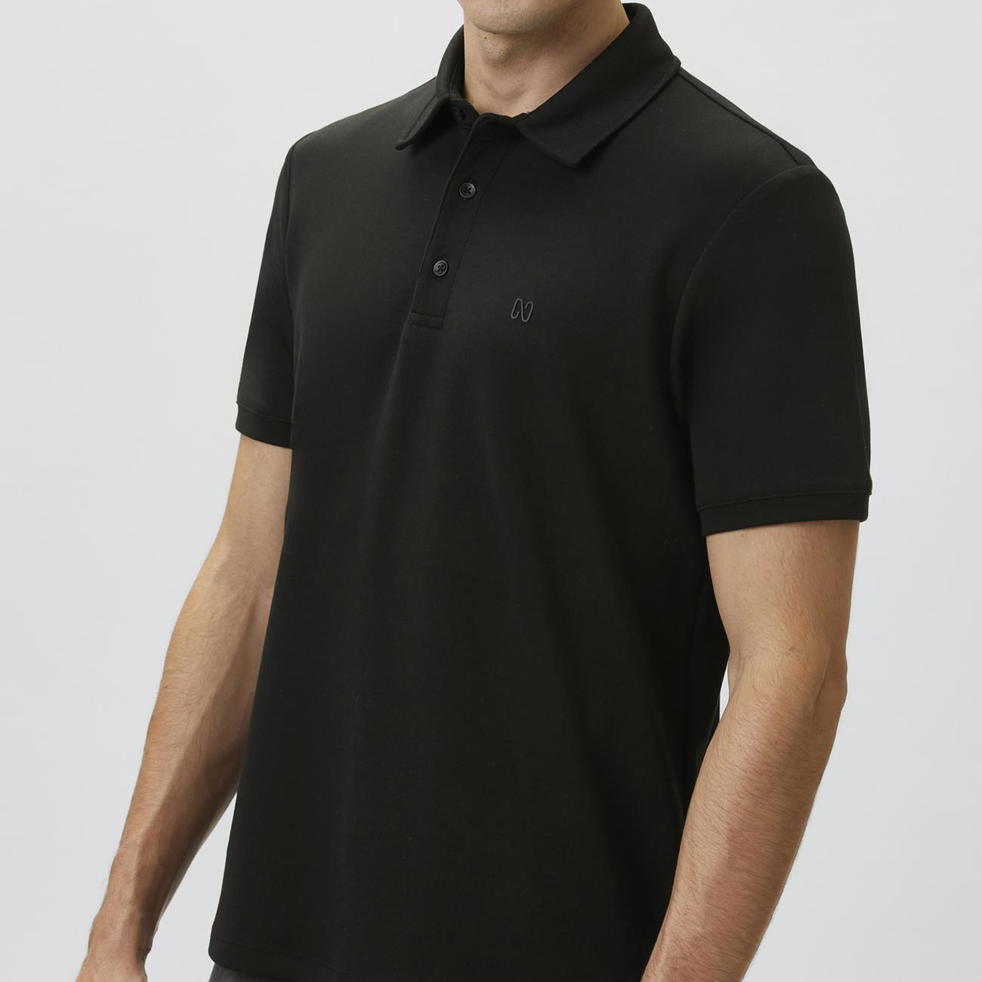 Network Erkek Comfort Fit Siyah Basic Polo Yaka Modal T-shirt