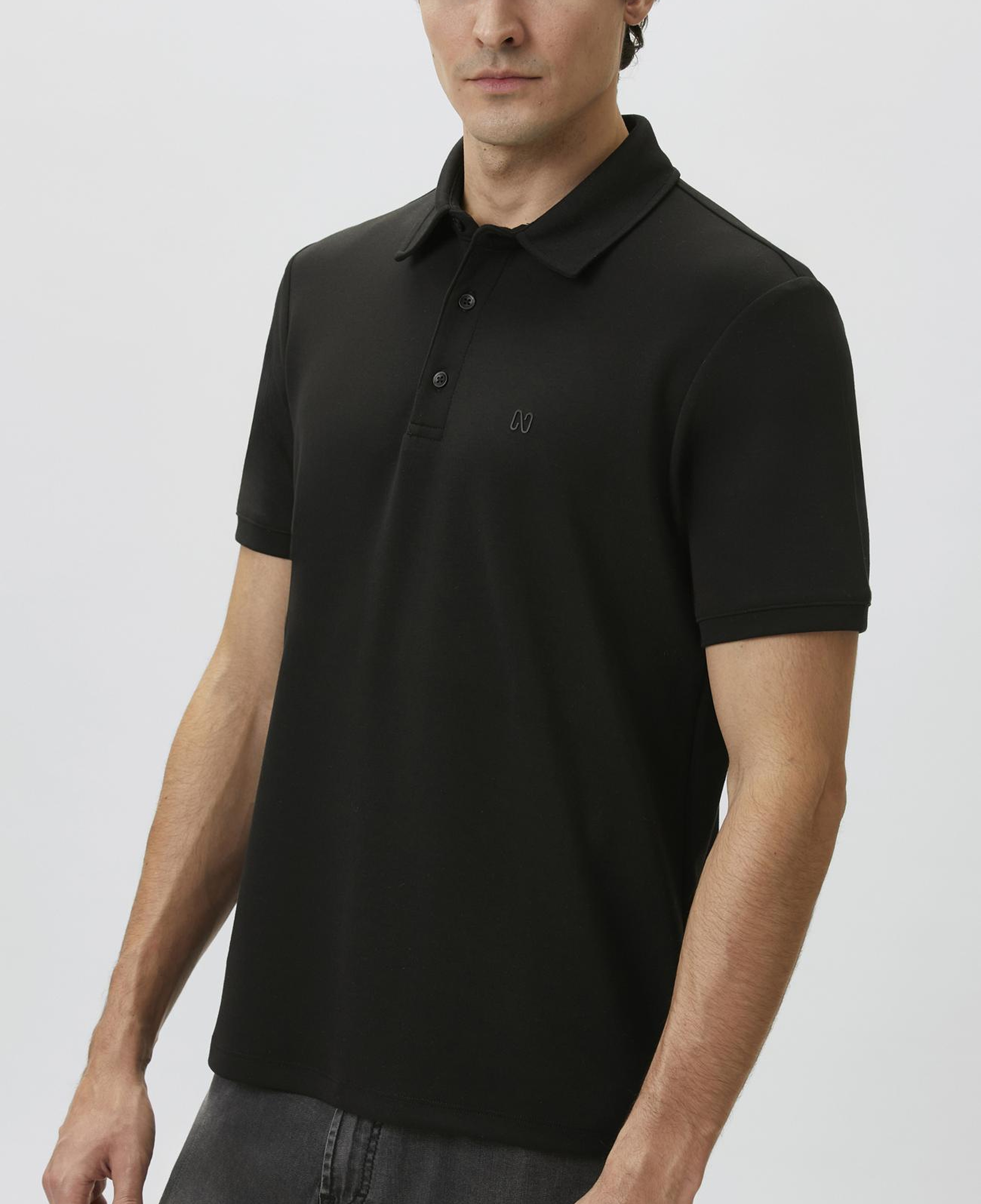 Network Erkek Comfort Fit Siyah Basic Polo Yaka Modal T-shirt