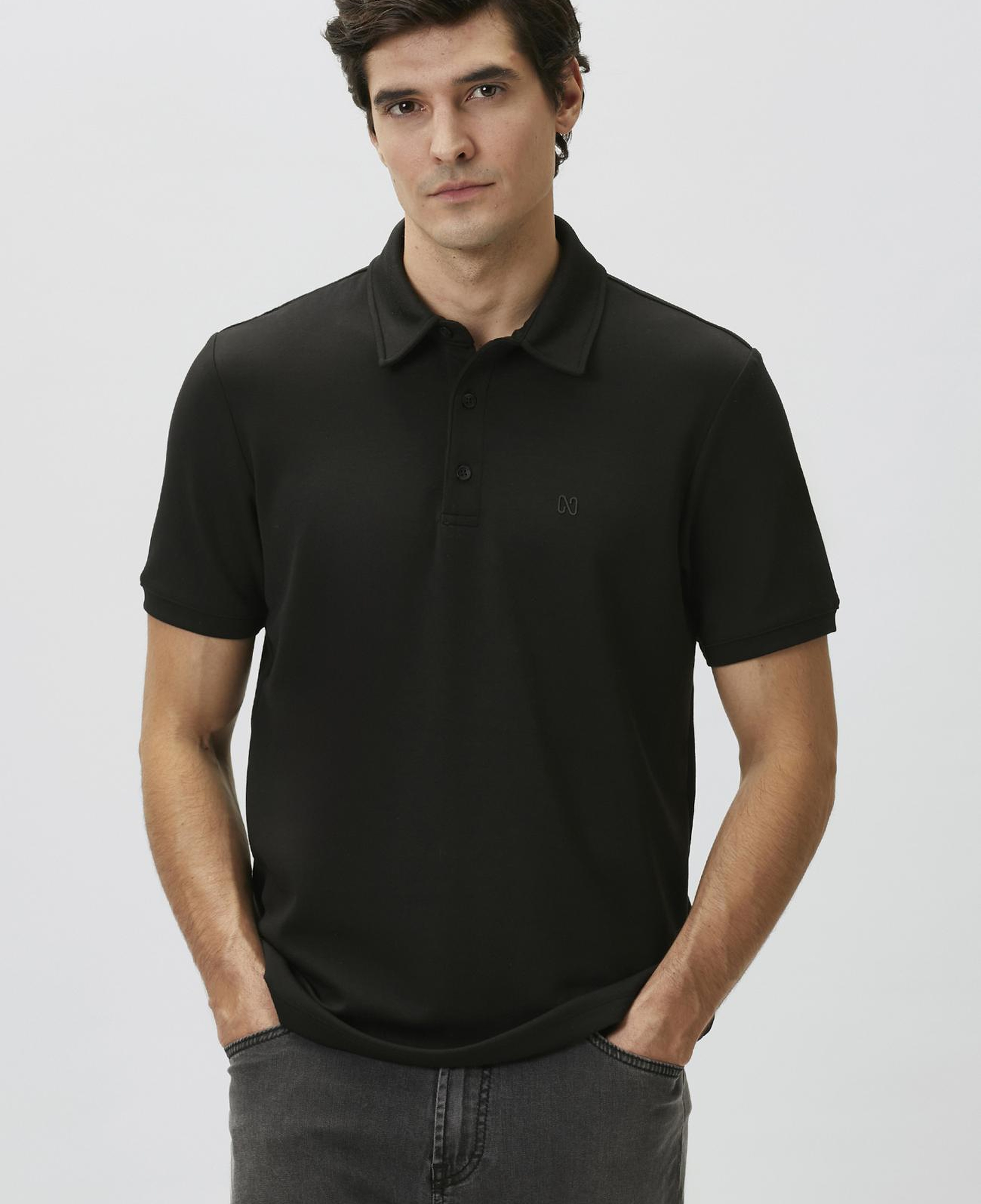 Network Erkek Comfort Fit Siyah Basic Polo Yaka Modal T-shirt