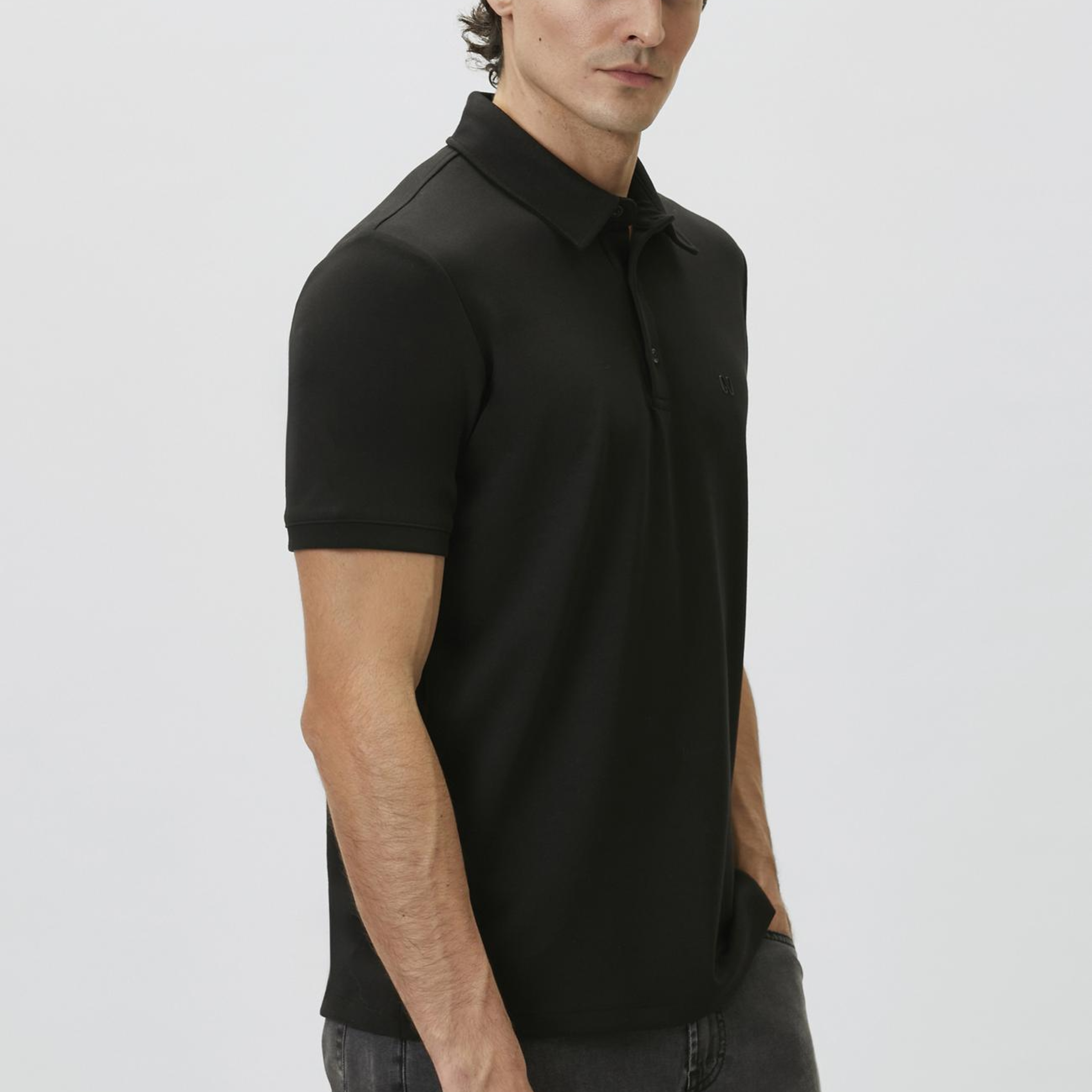 Network Erkek Comfort Fit Siyah Basic Polo Yaka Modal T-shirt