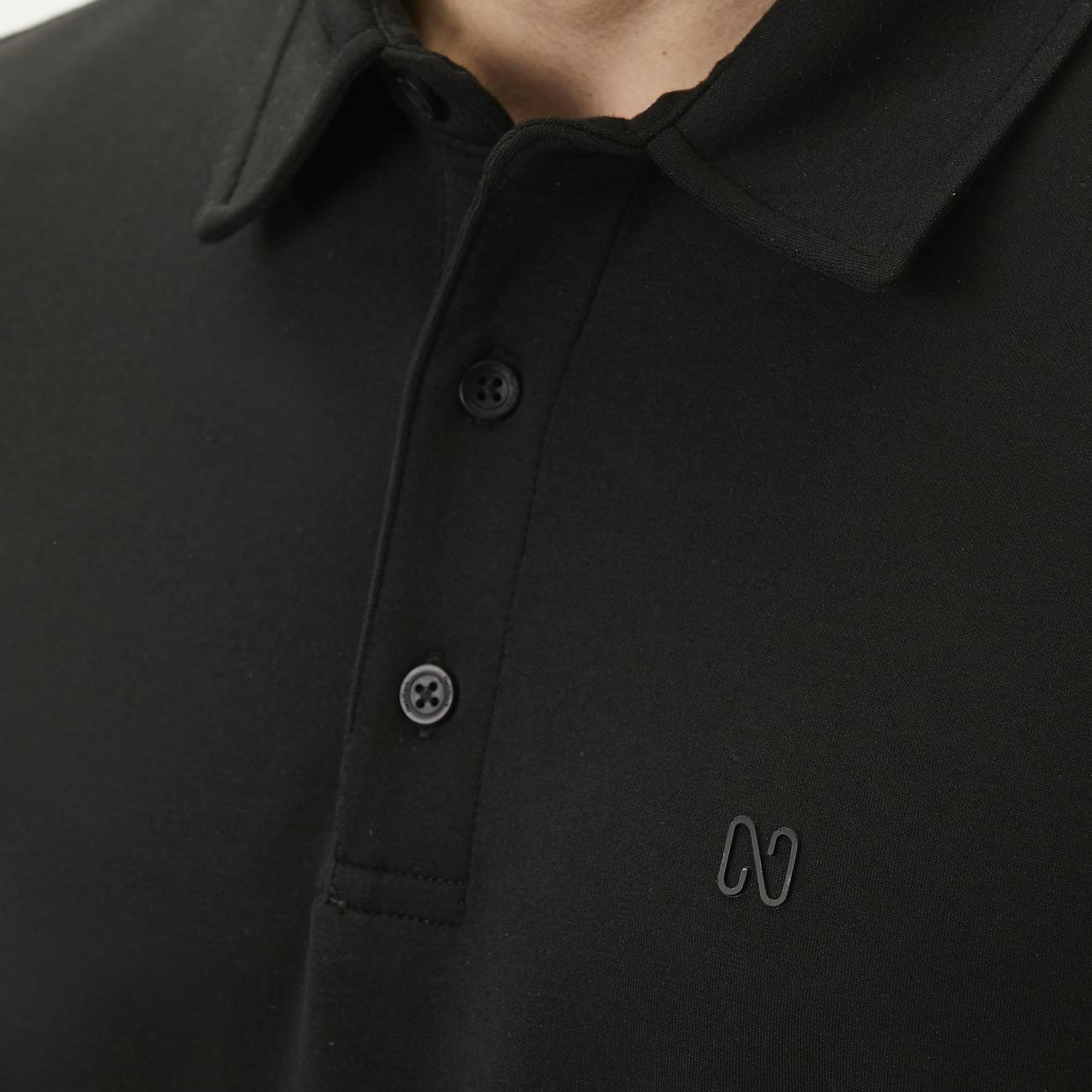 Network Erkek Comfort Fit Siyah Basic Polo Yaka Modal T-shirt