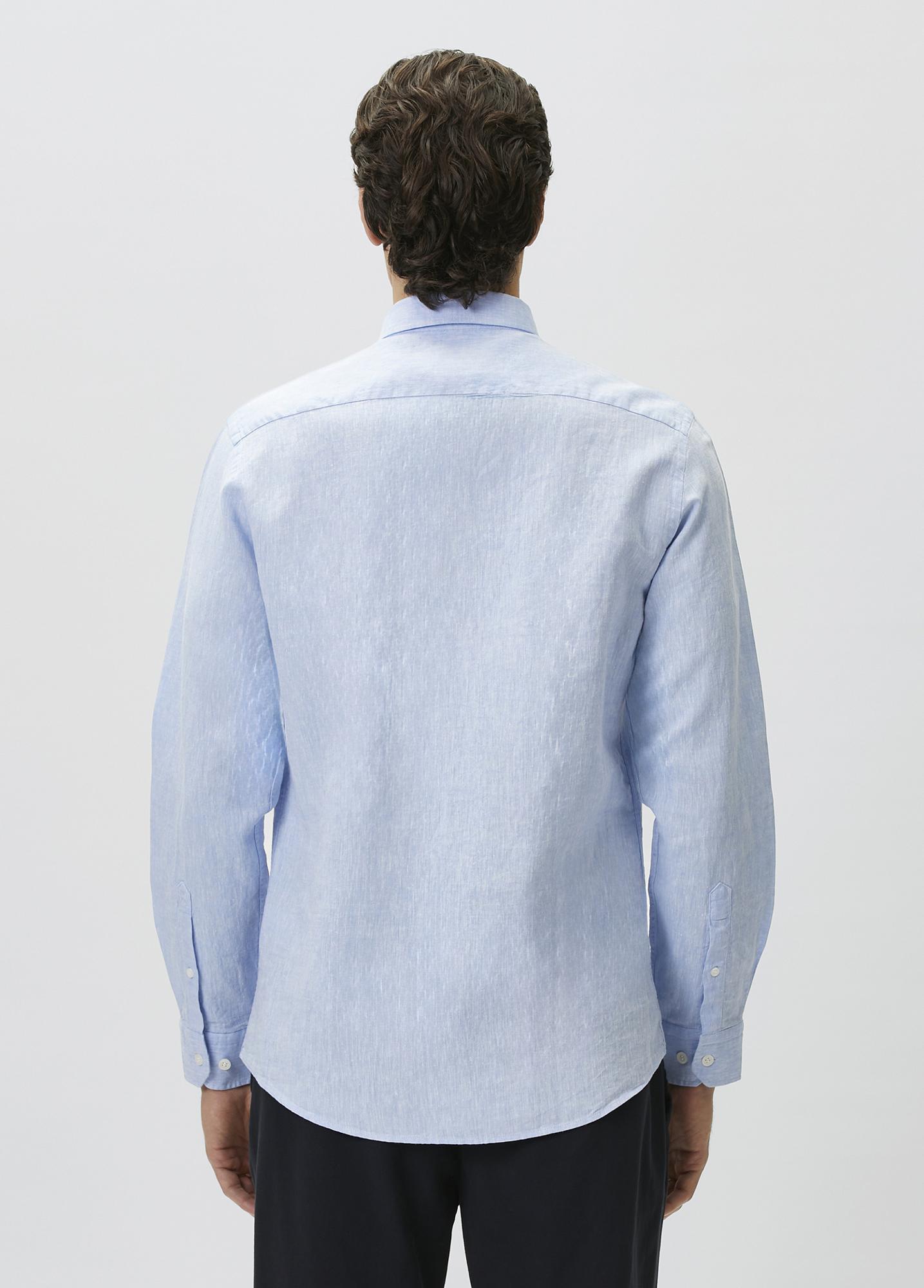 Network Erkek Slim Fit Açık Mavi Keten Gömlek