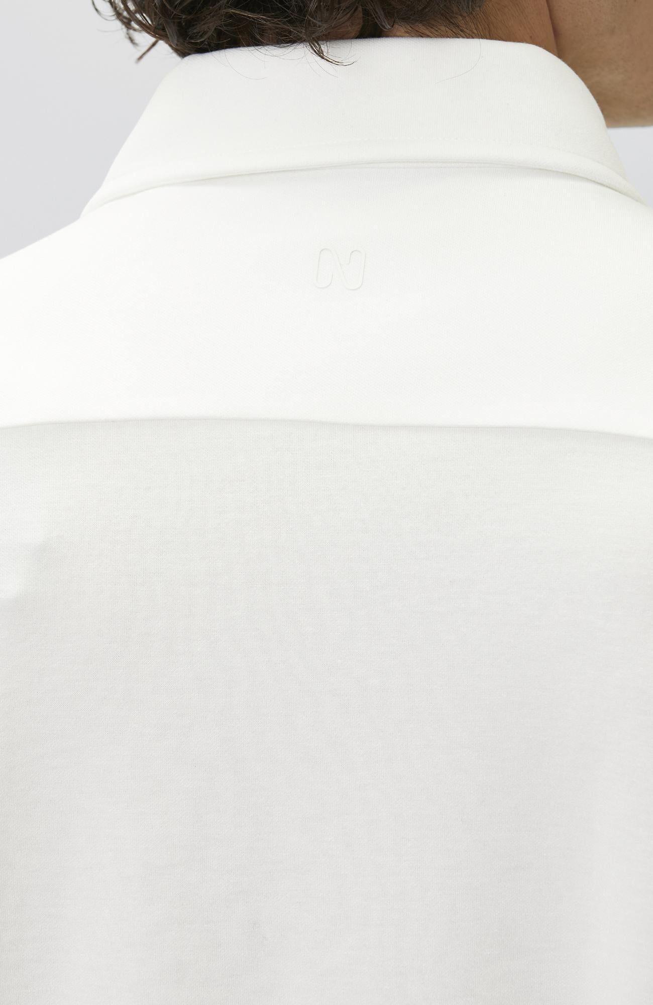 Network Erkek Slim Fit Kırık Beyaz Kısa Kol Örme Gömlek