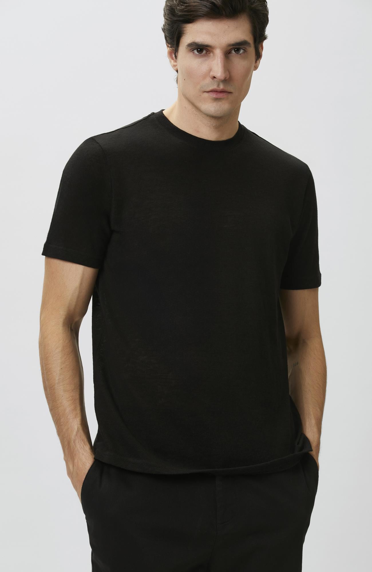 Network Erkek Siyah Basic T-shirt
