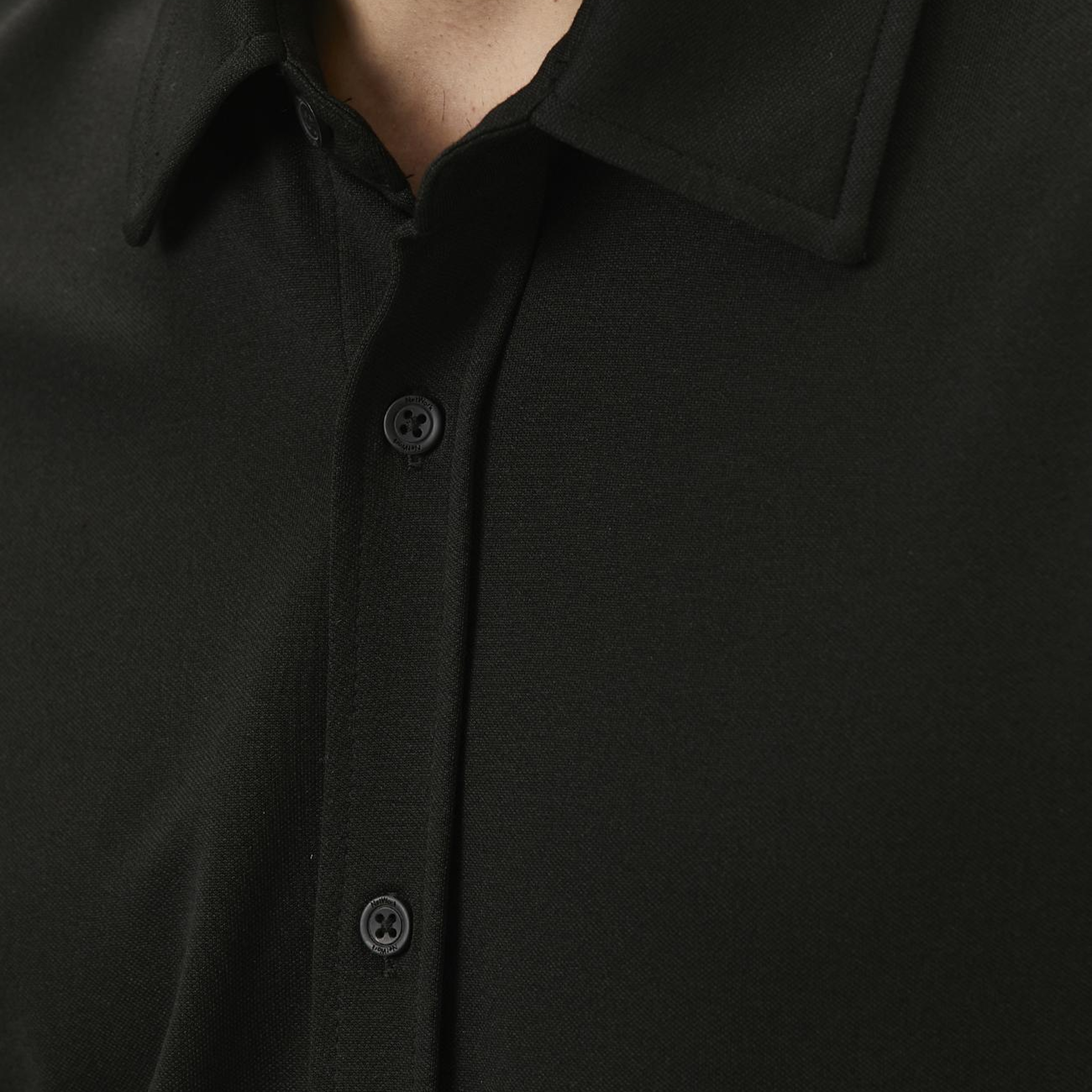 Network Erkek Slim Fit Siyah Kısa Kol Örme Gömlek
