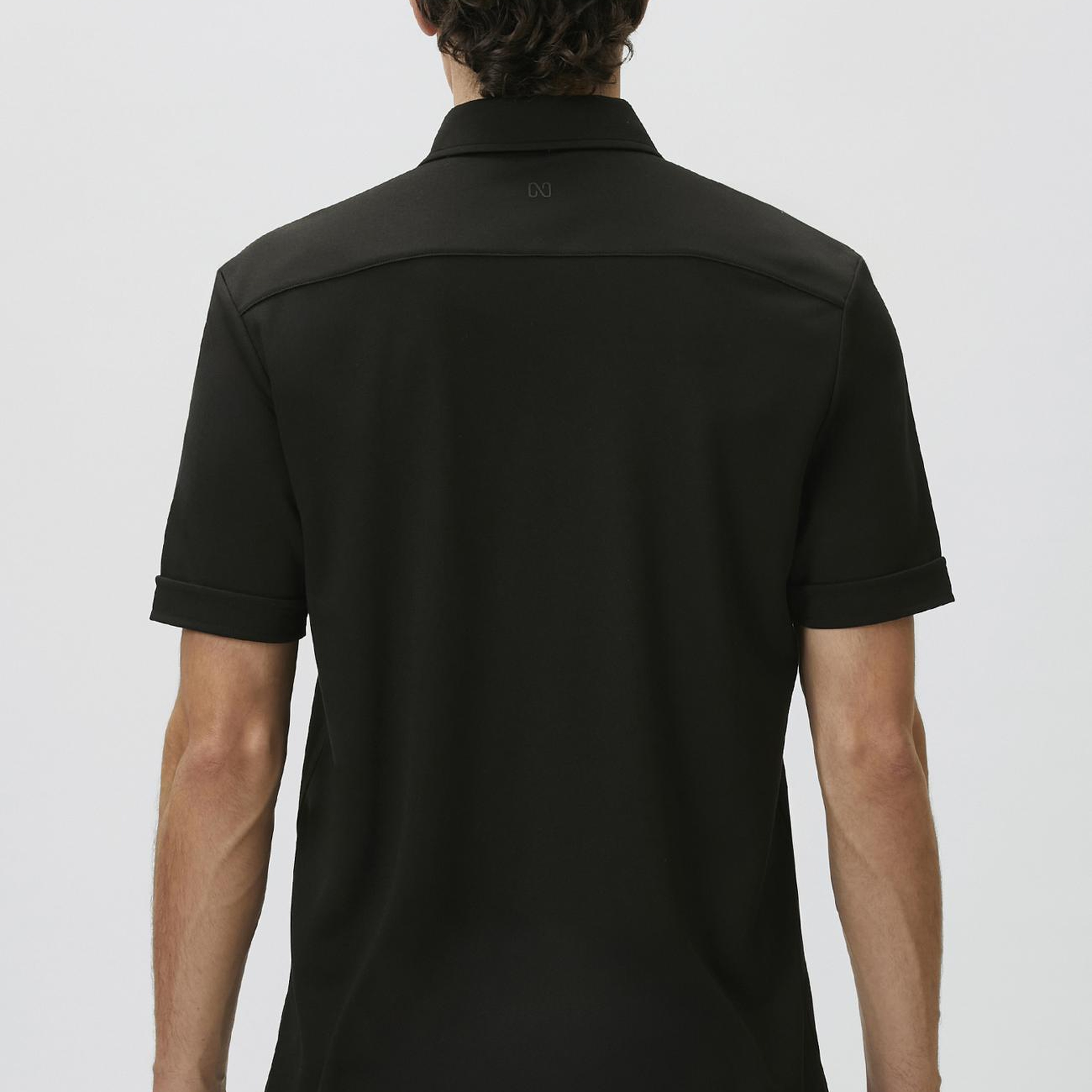Network Erkek Slim Fit Siyah Kısa Kol Örme Gömlek