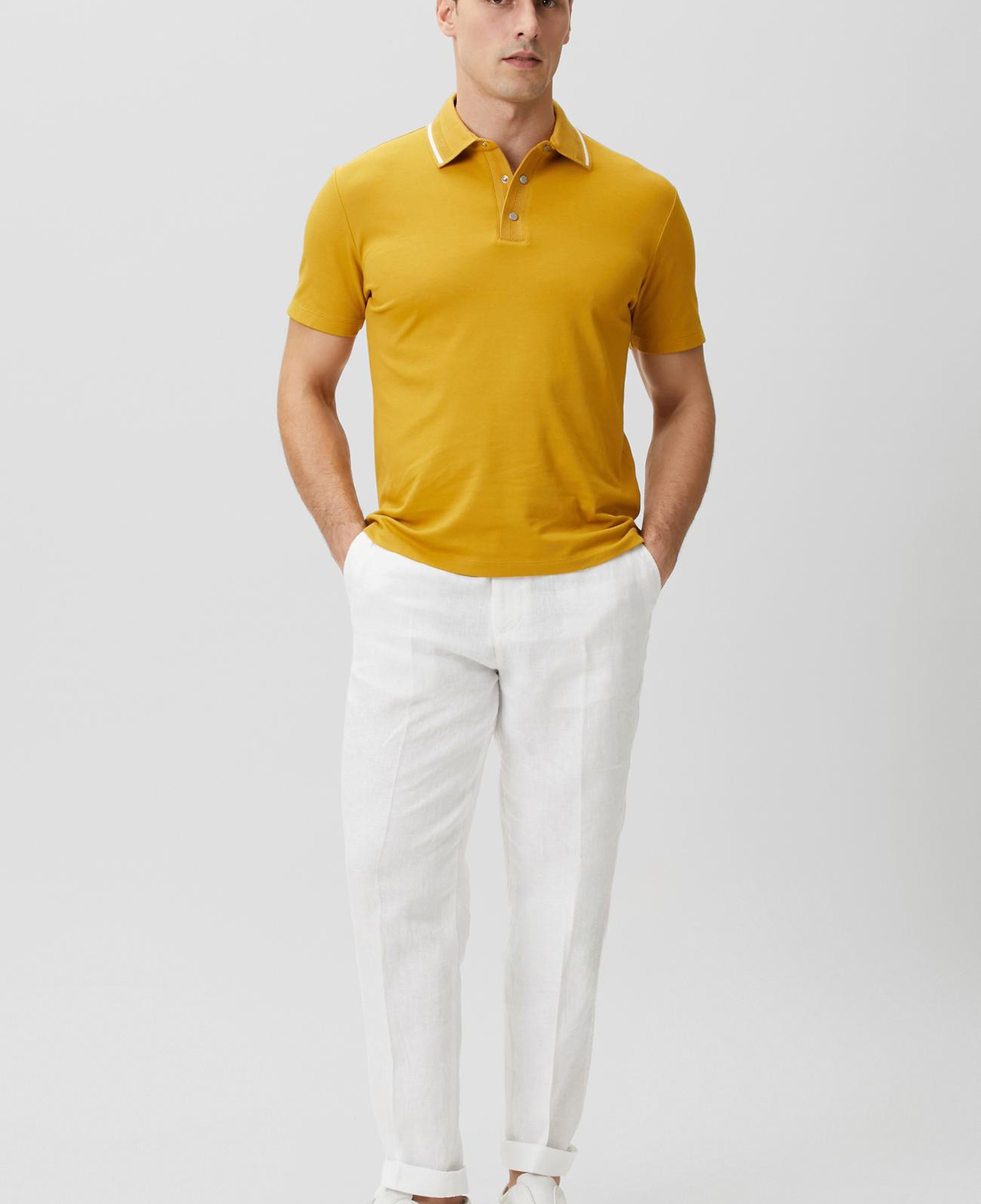 Network Erkek Sarı Polo Yaka Çıtçıtlı T-shirt