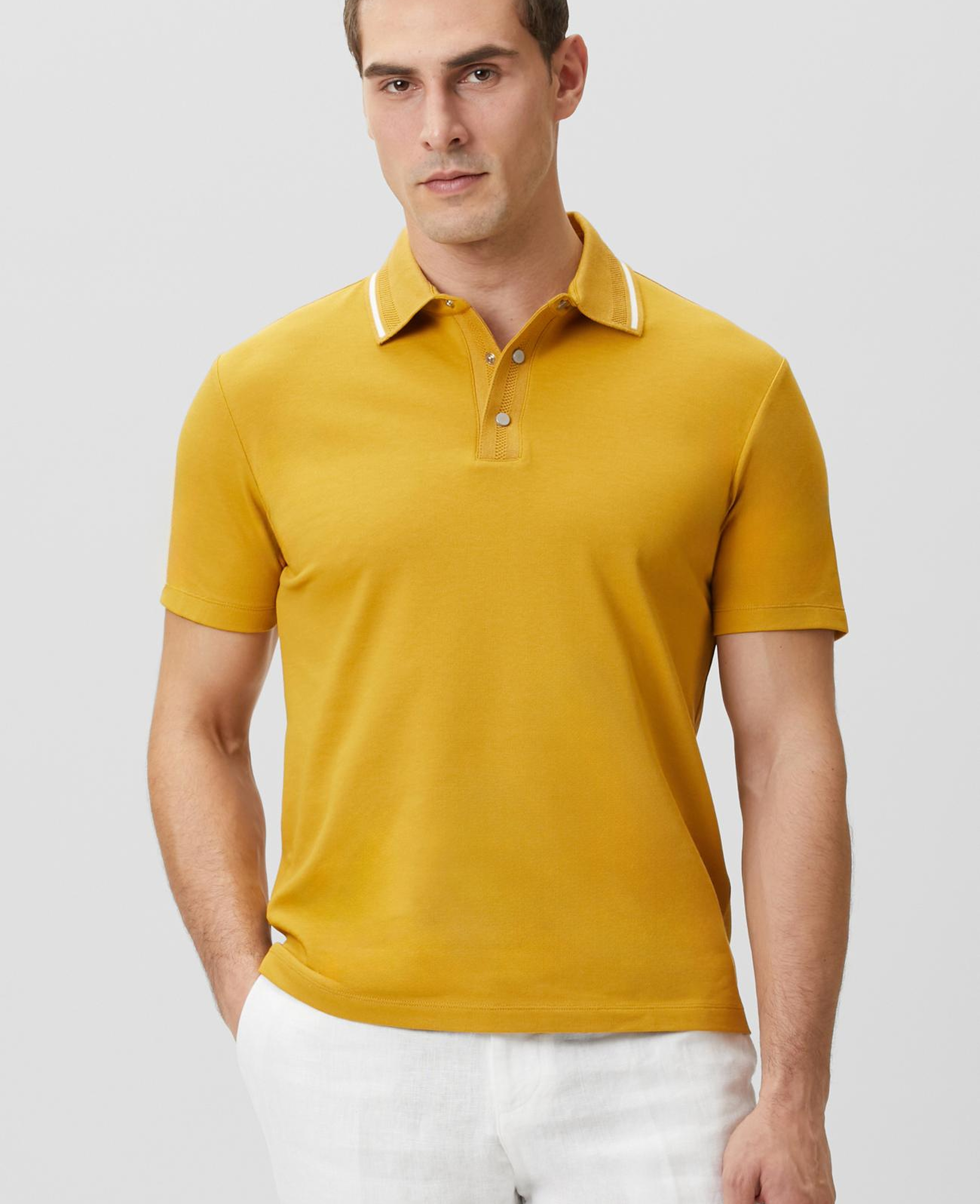 Network Erkek Sarı Polo Yaka Çıtçıtlı T-shirt