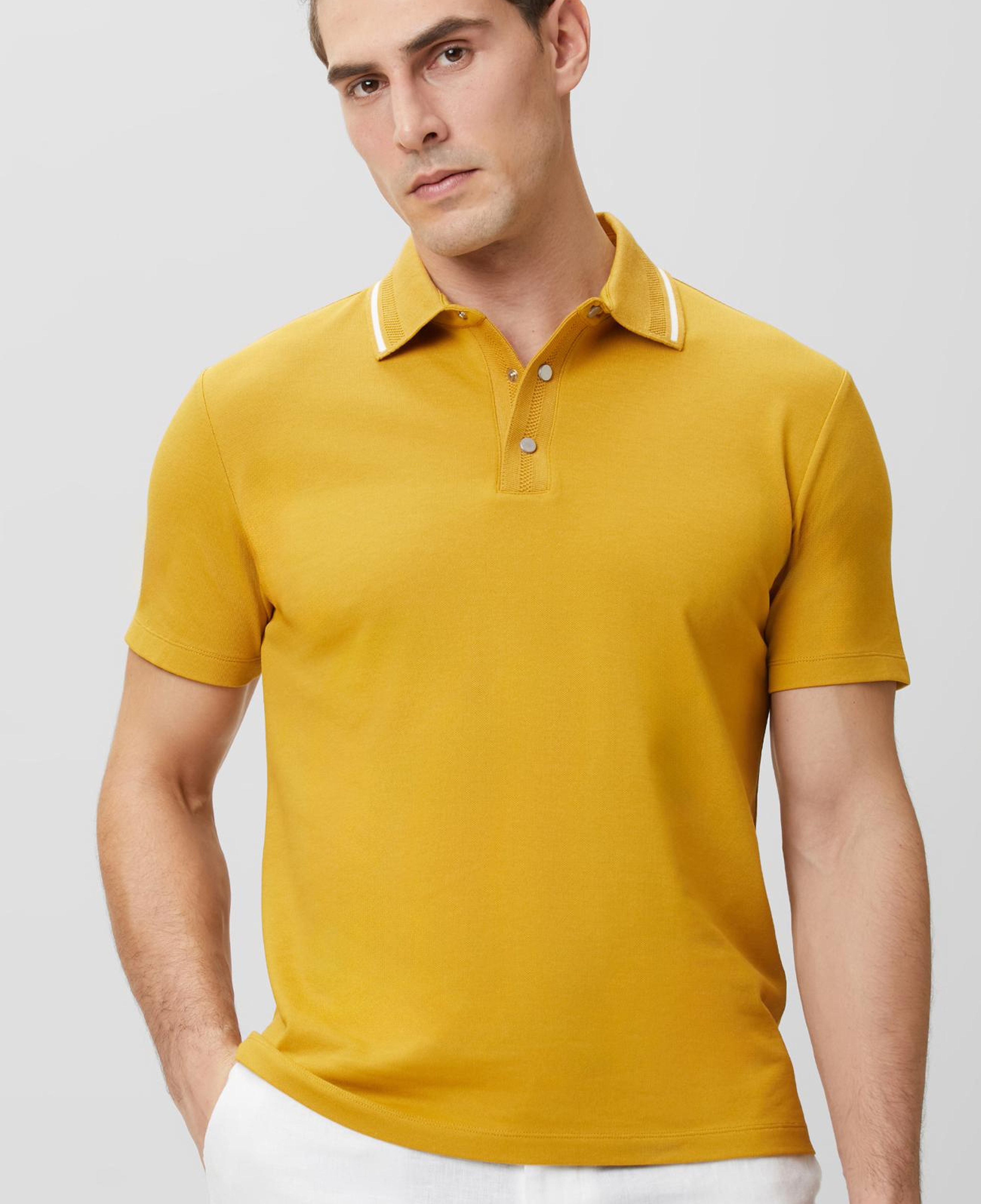 Network Erkek Sarı Polo Yaka Çıtçıtlı T-shirt