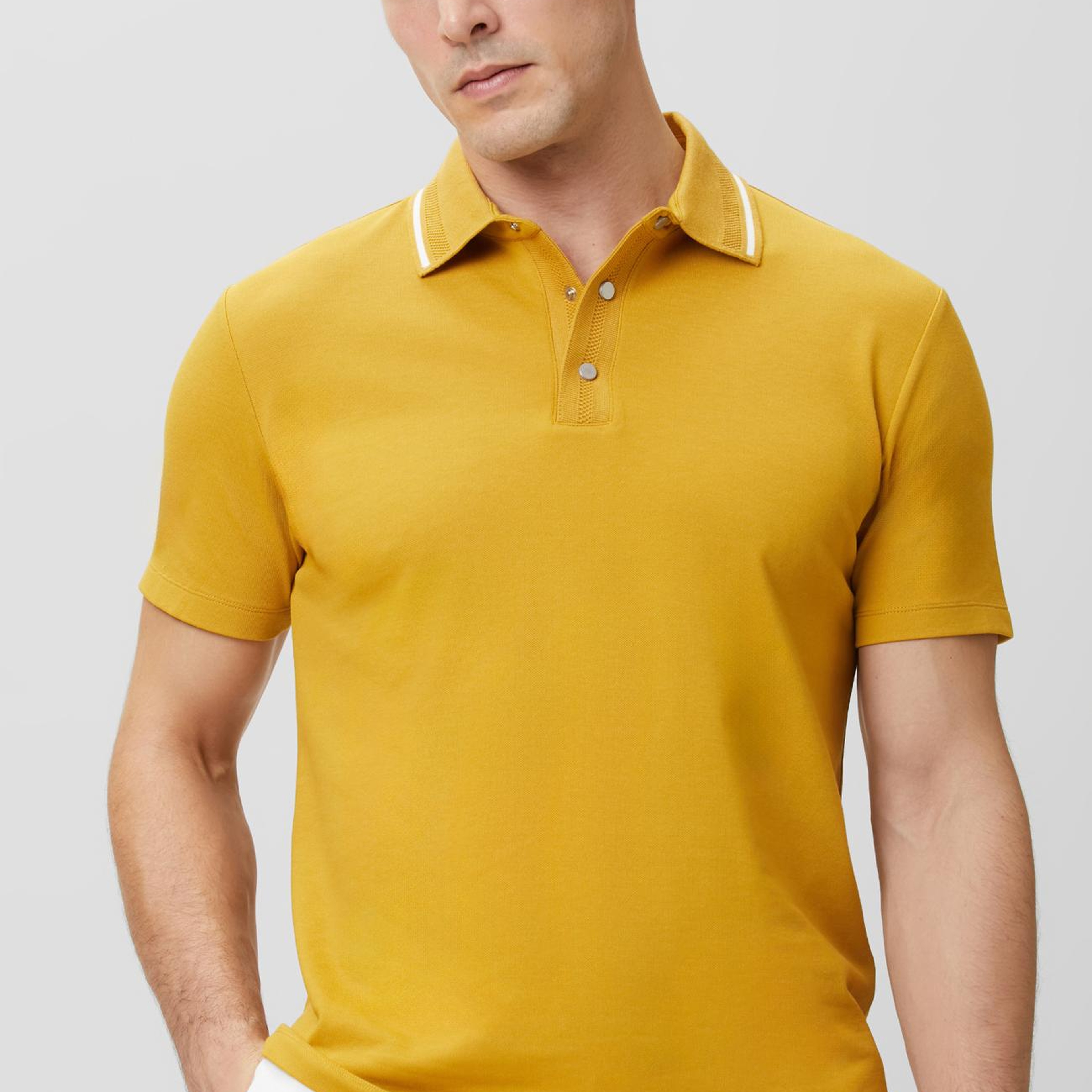 Network Erkek Sarı Polo Yaka Çıtçıtlı T-shirt