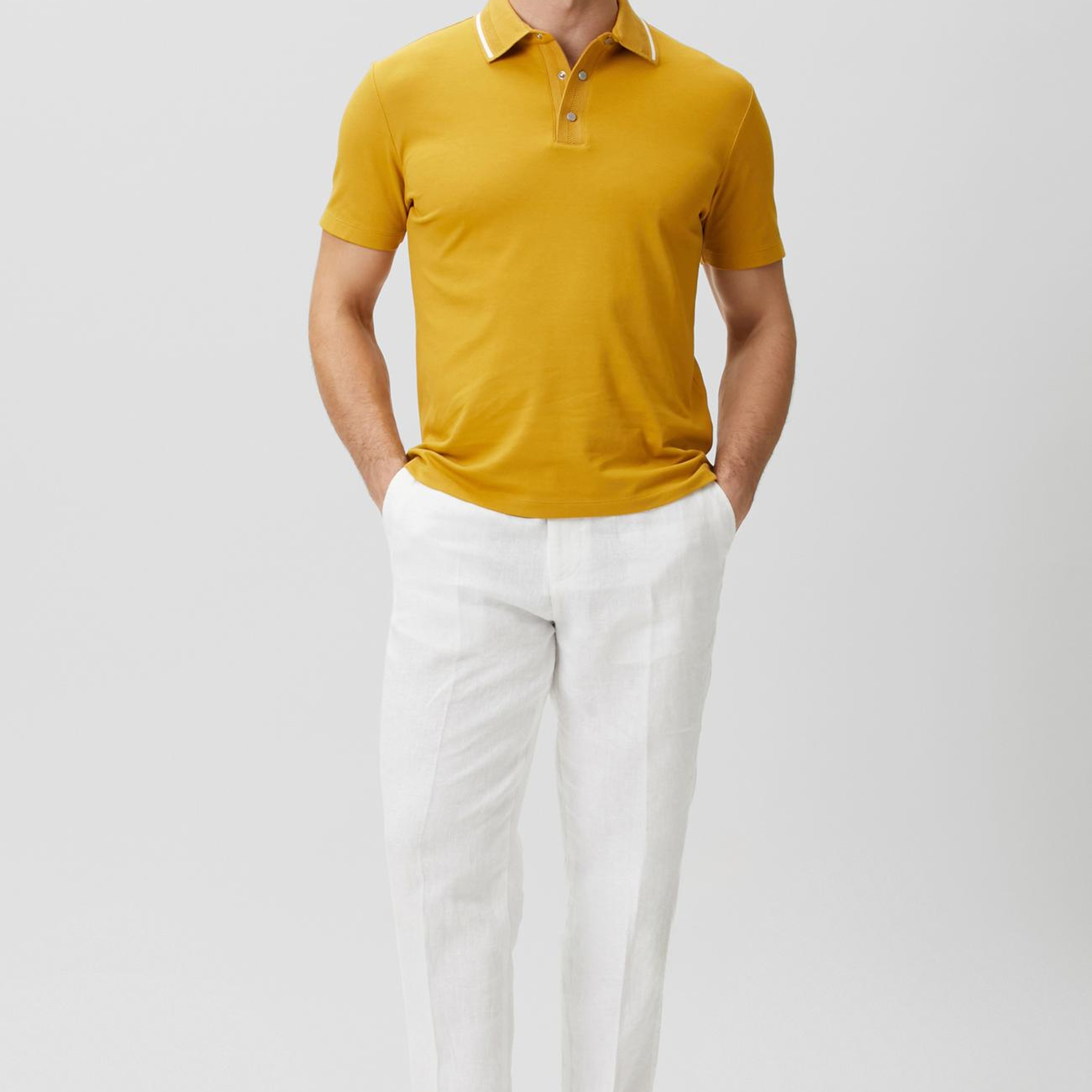 Network Erkek Sarı Polo Yaka Çıtçıtlı T-shirt