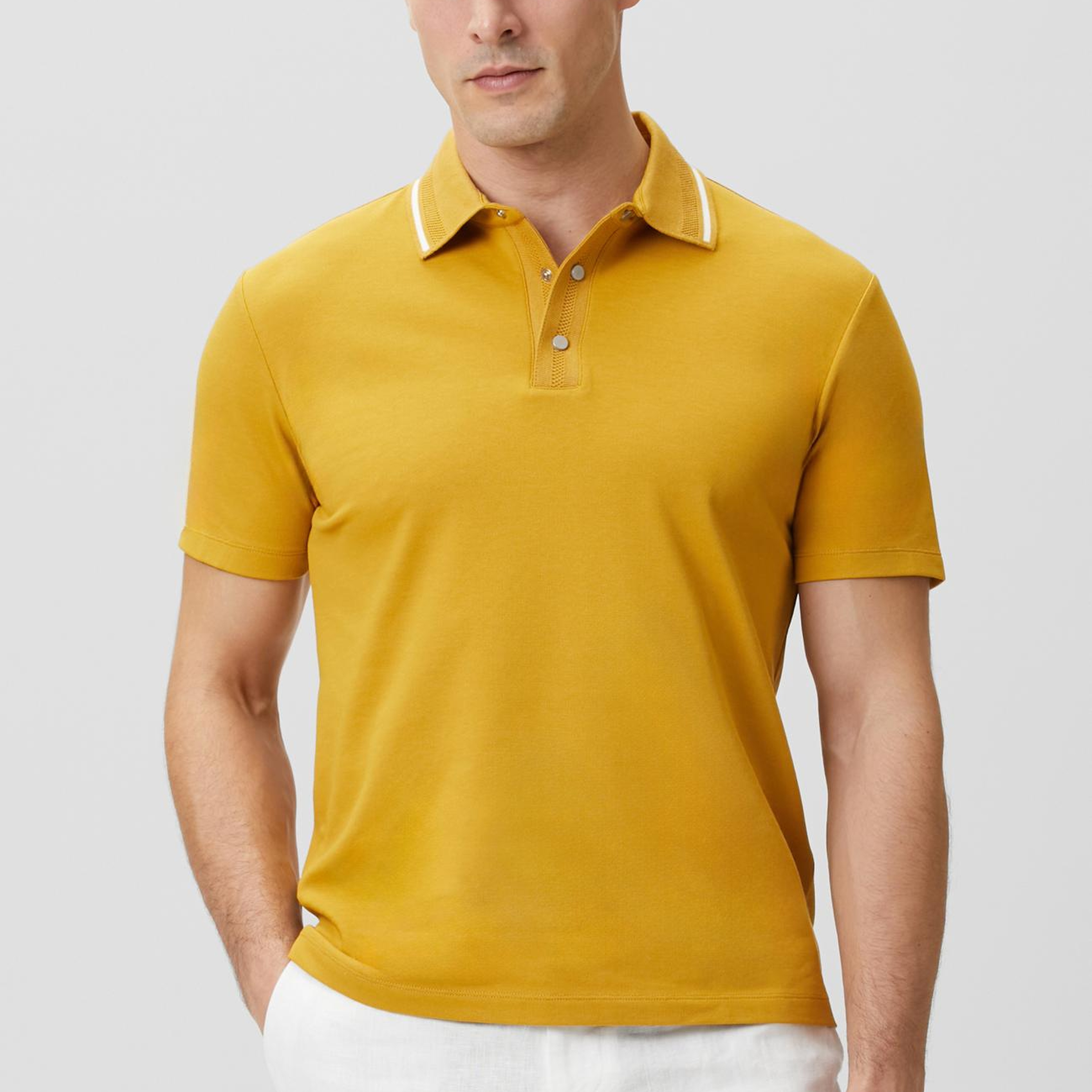 Network Erkek Sarı Polo Yaka Çıtçıtlı T-shirt