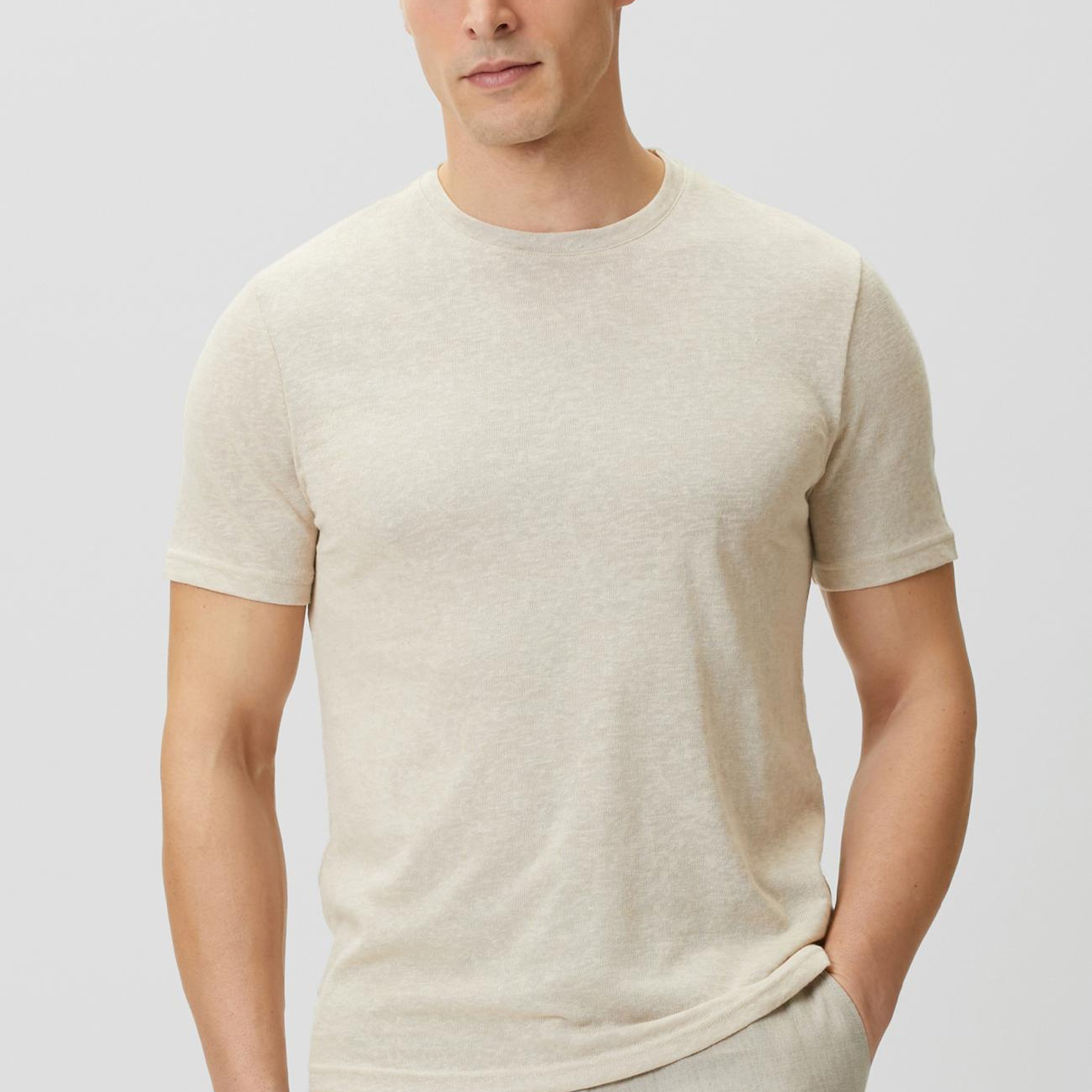 Network Erkek Bej Basic T-shirt