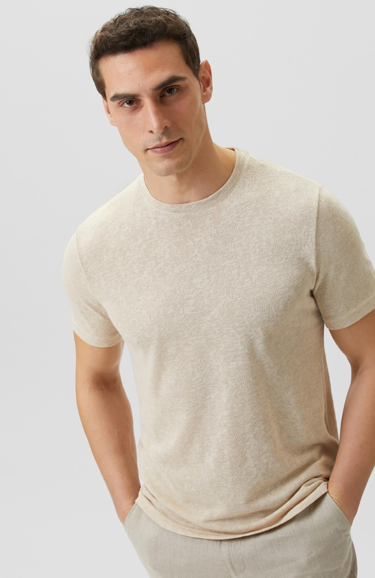 Network Erkek Bej Basic T-shirt