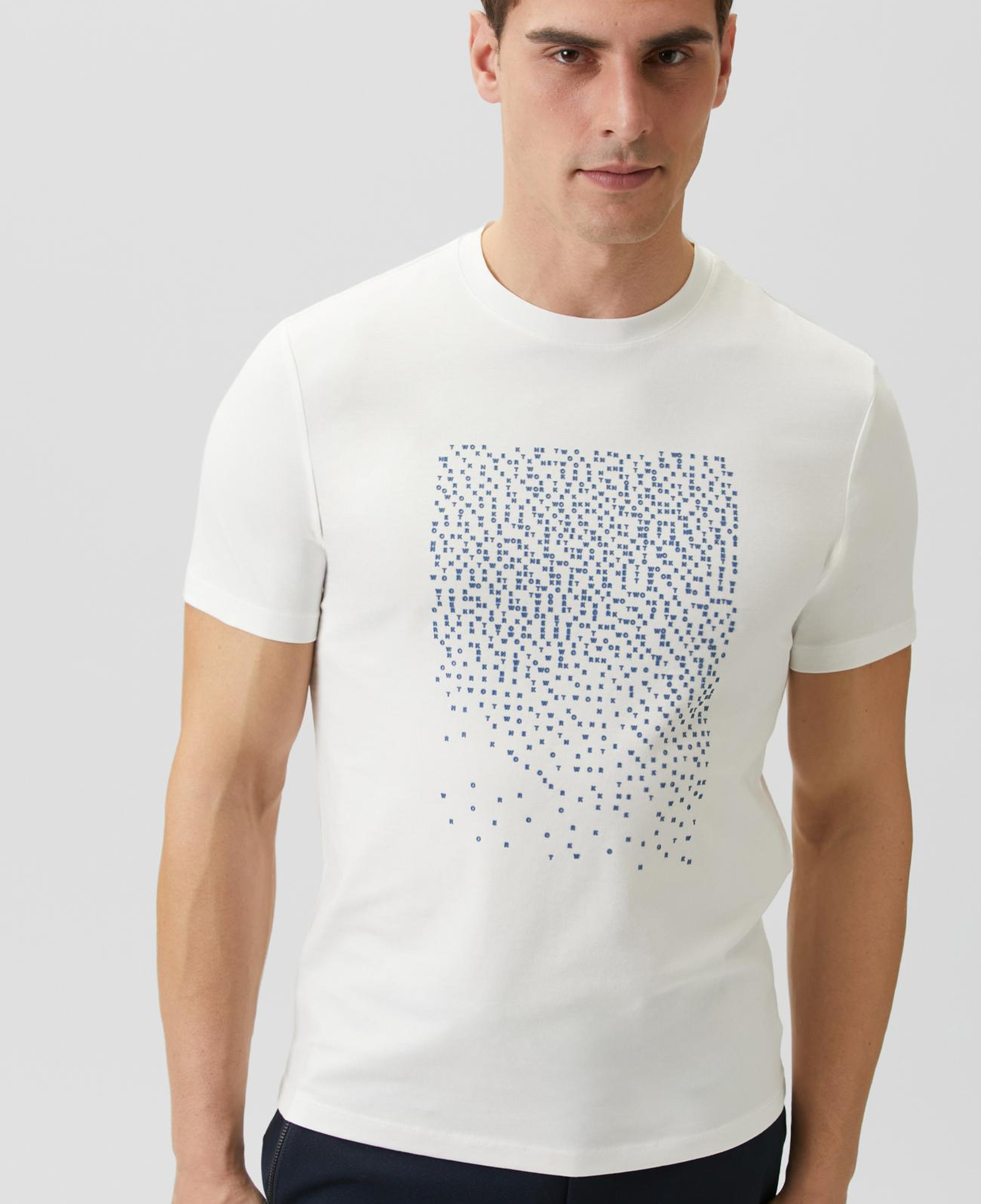 Network Erkek N-Tech Beyaz  Mini Harf Baskılı T-shirt