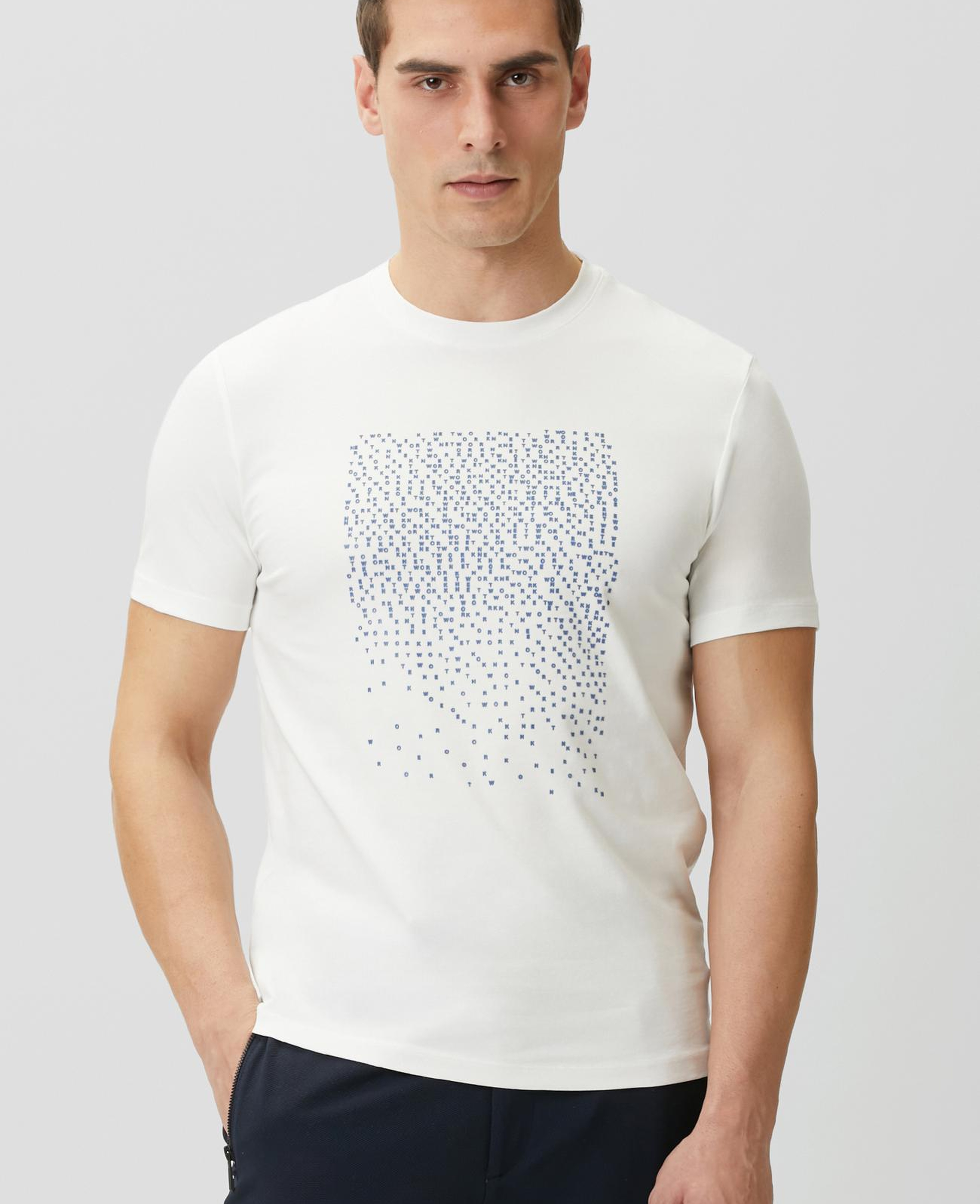 Network Erkek N-Tech Beyaz  Mini Harf Baskılı T-shirt