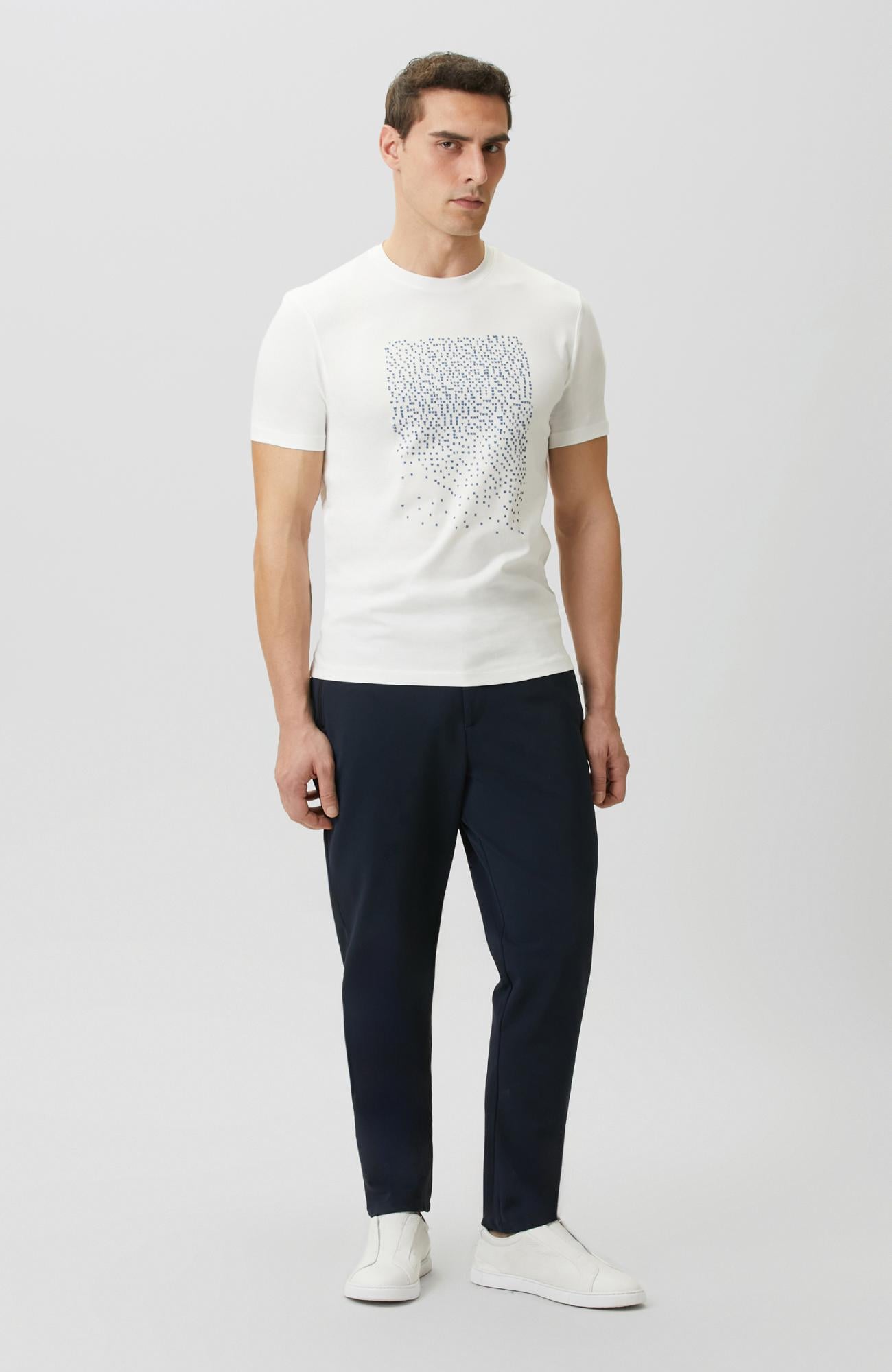 Network Erkek N-Tech Beyaz Mini Harf Baskılı T-shirt