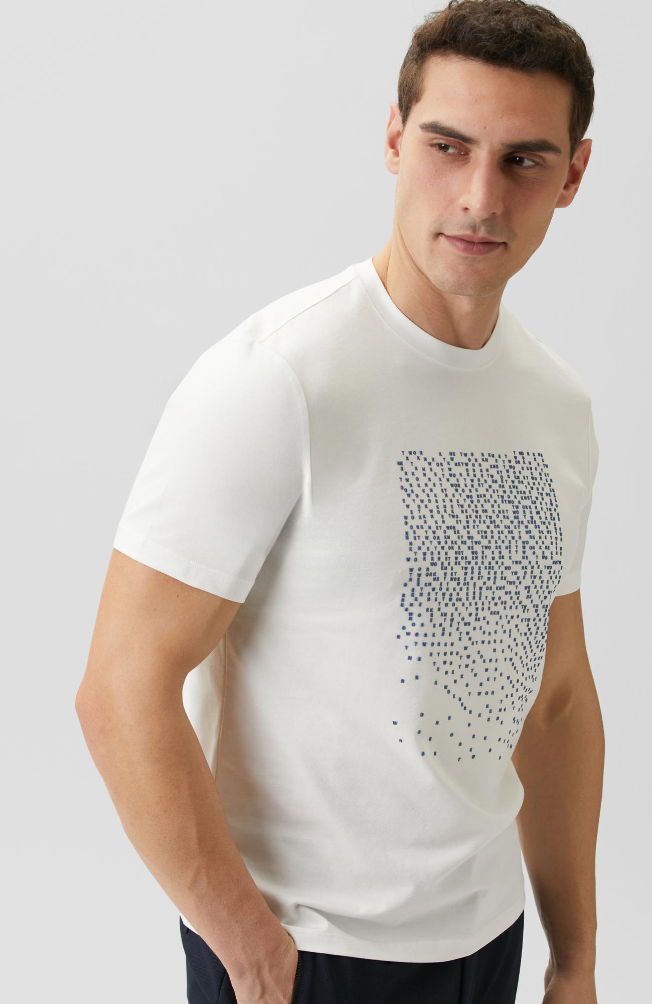 Network Erkek N-Tech Beyaz Mini Harf Baskılı T-shirt