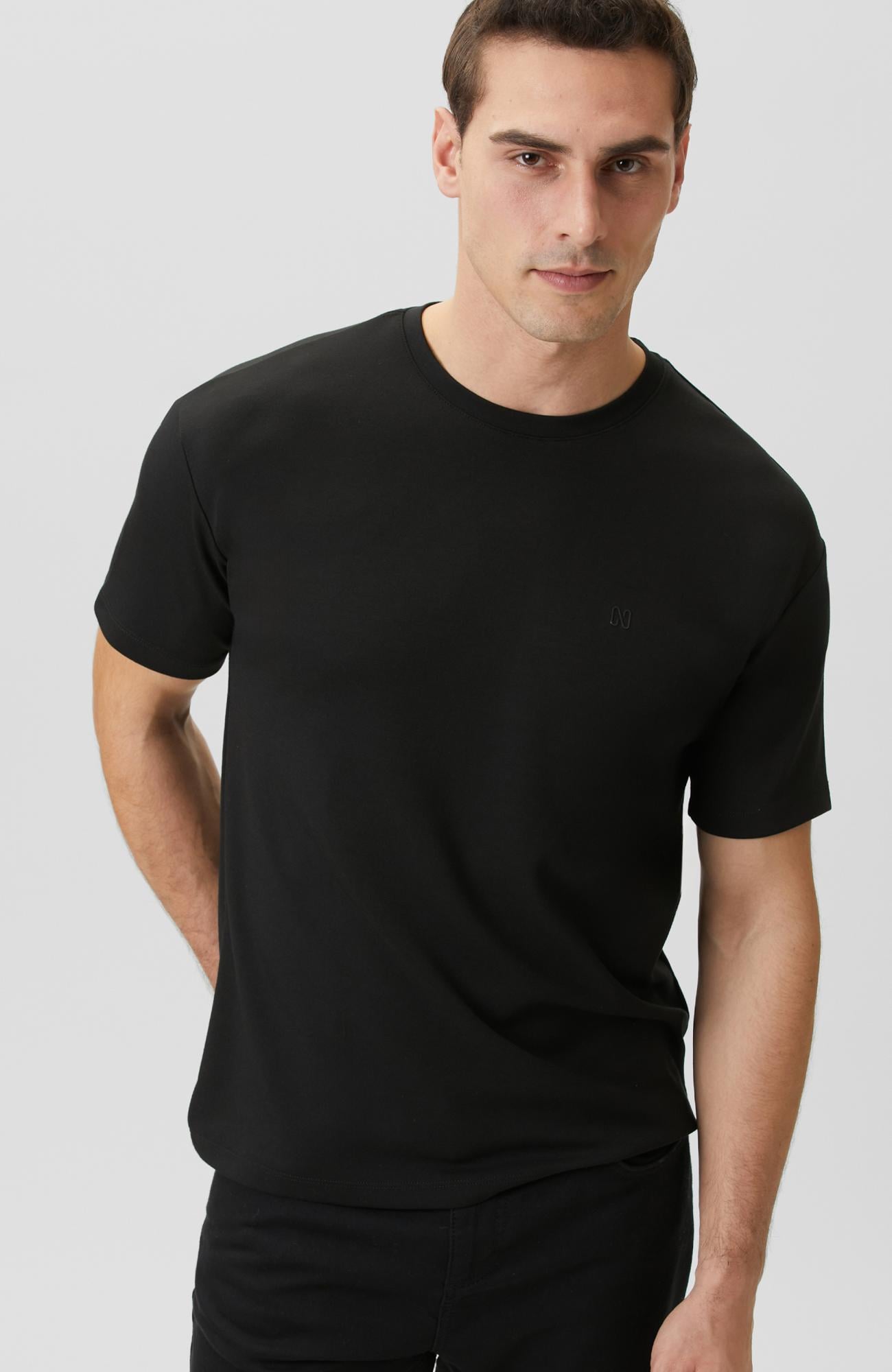 Network Erkek Comfort Siyah Basic Bisiklet Yaka Modal T-shirt