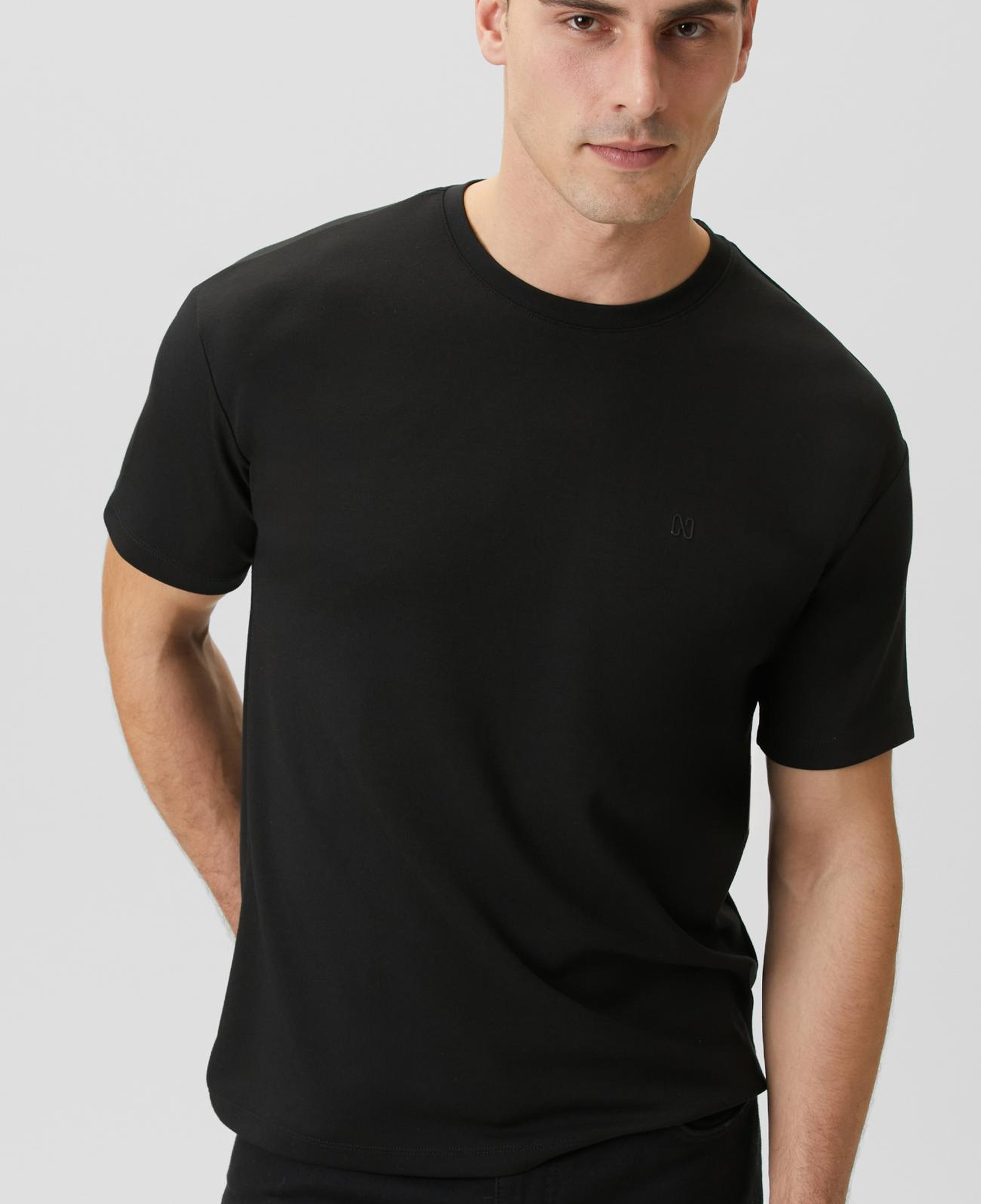 Network Erkek Comfort Siyah Basic Bisiklet Yaka Modal T-shirt