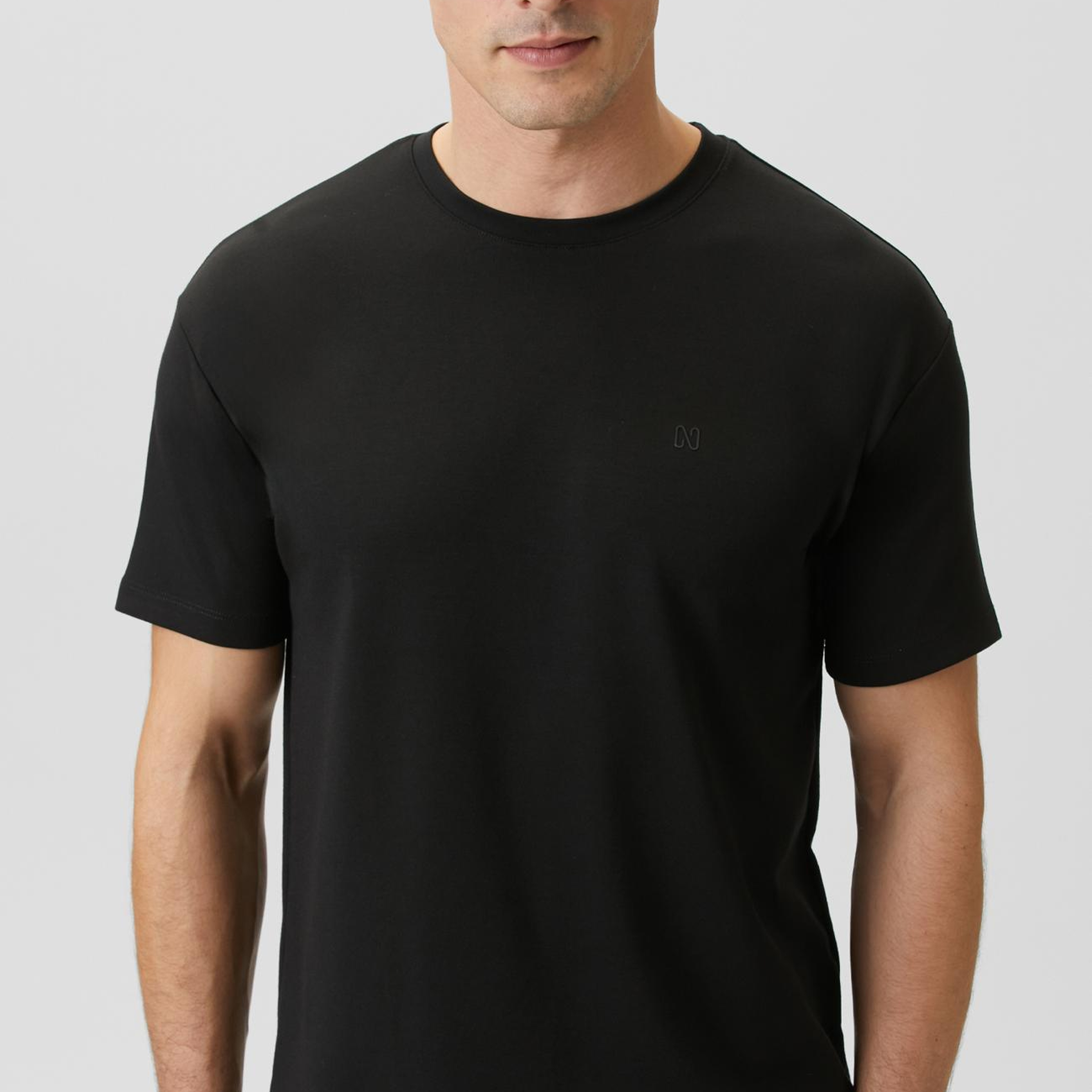 Network Erkek Comfort Siyah Basic Bisiklet Yaka Modal T-shirt