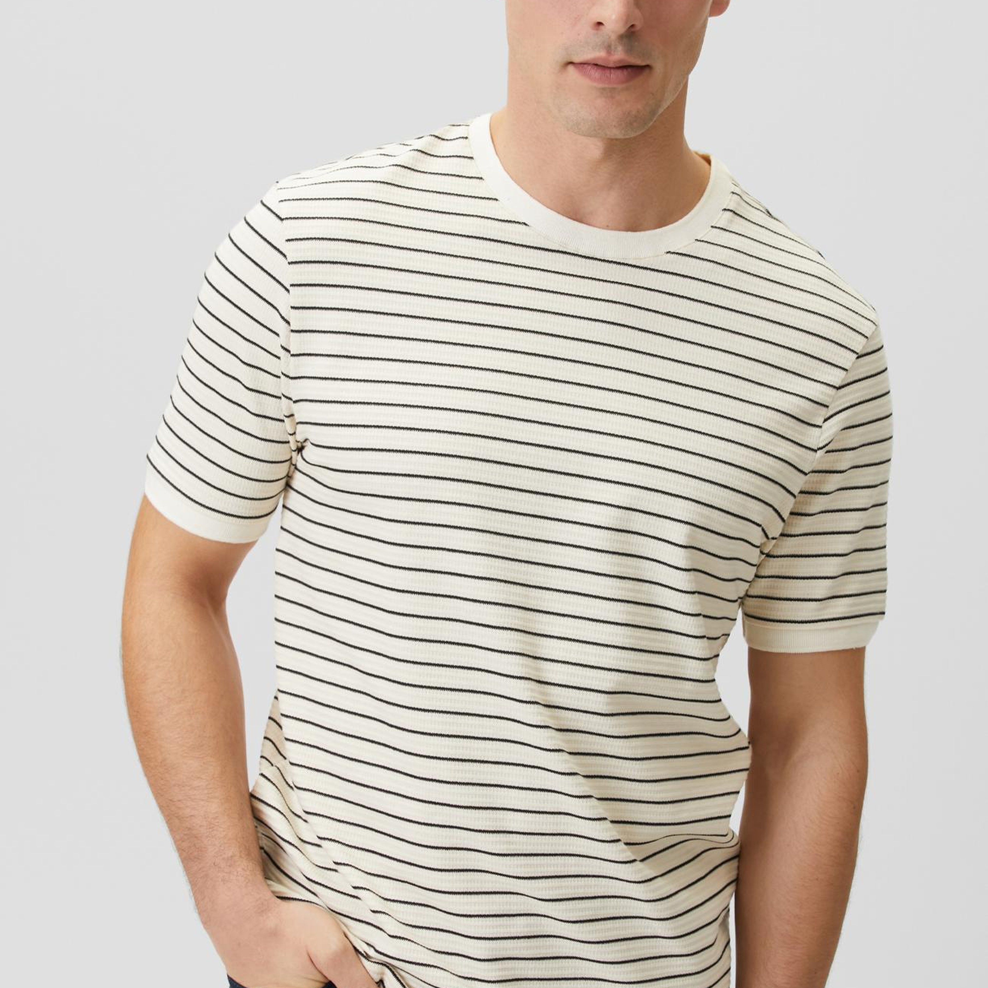 Network Erkek Çizgili Marin Desen T-shirt