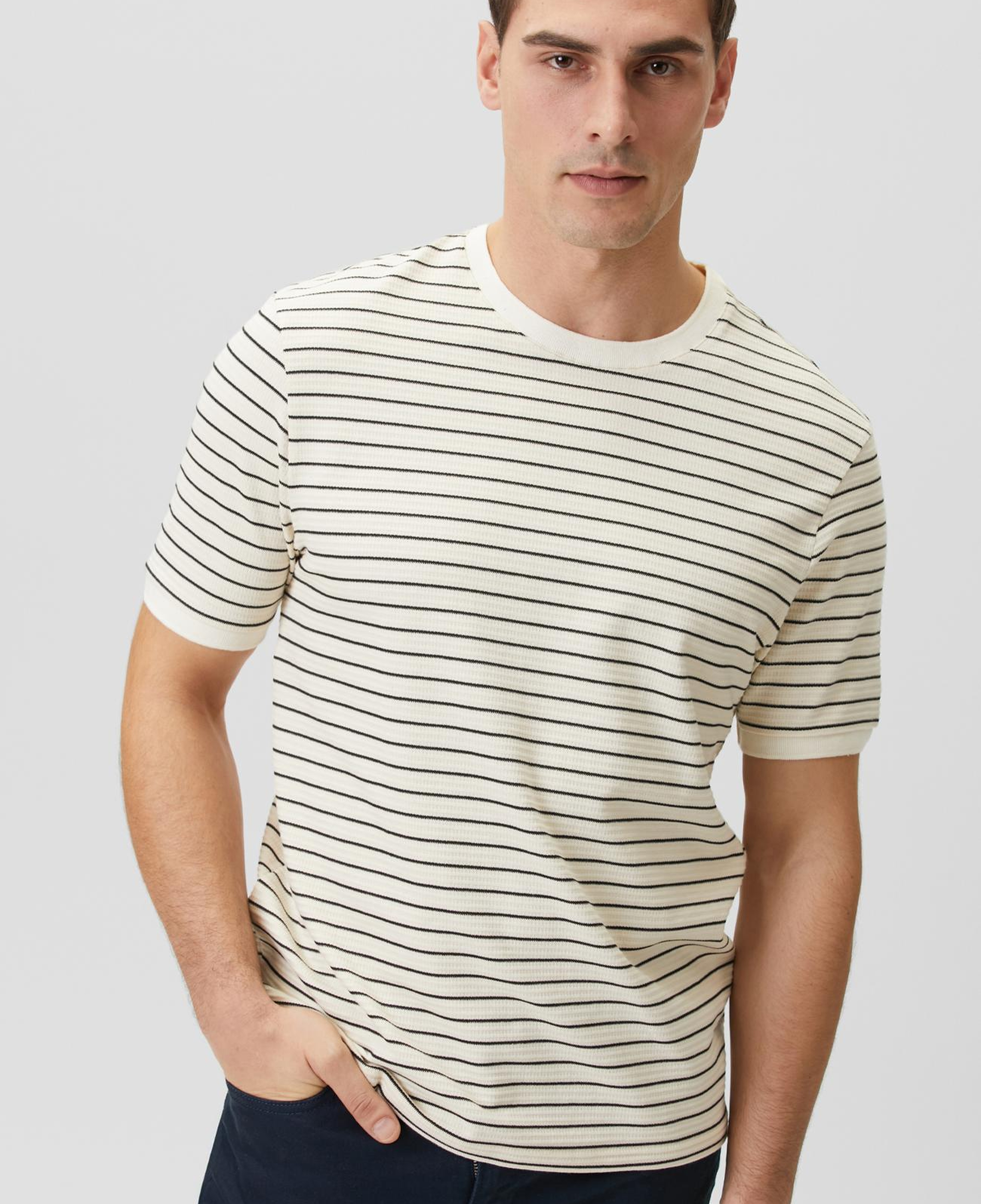 Network Erkek Çizgili Marin Desen T-shirt