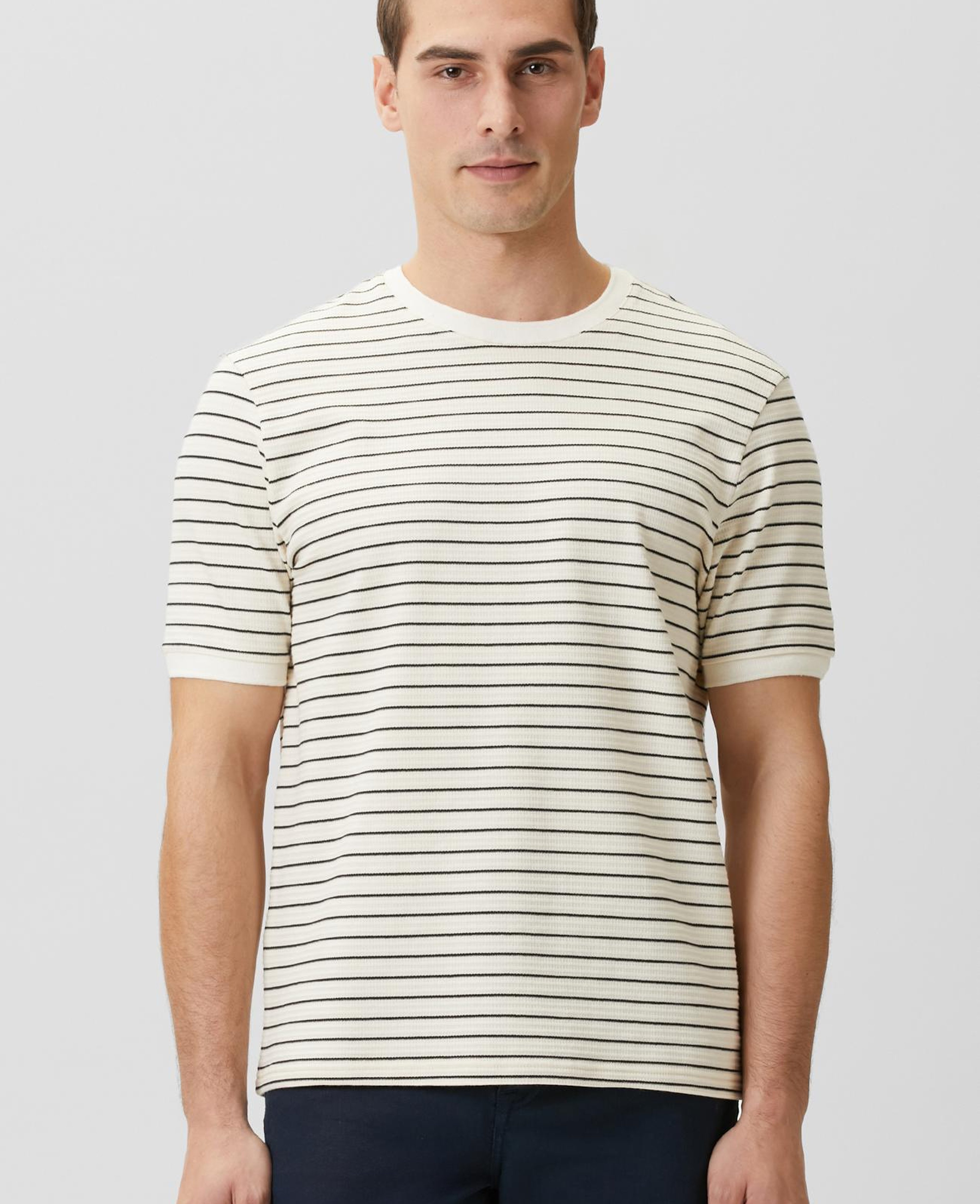Network Erkek Çizgili Marin Desen T-shirt