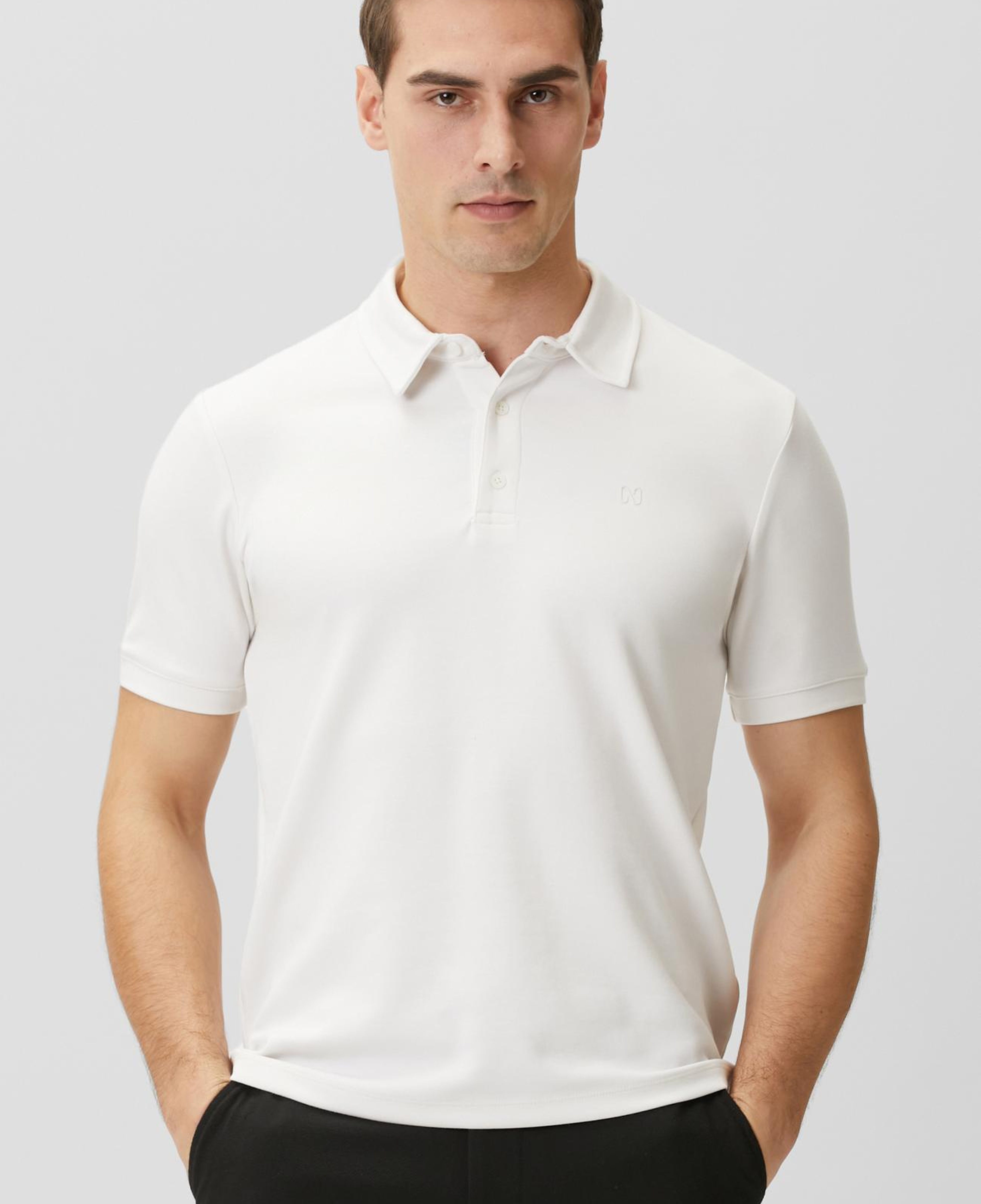 Network Erkek Kırık Beyaz Basic Polo Modal T-shirt