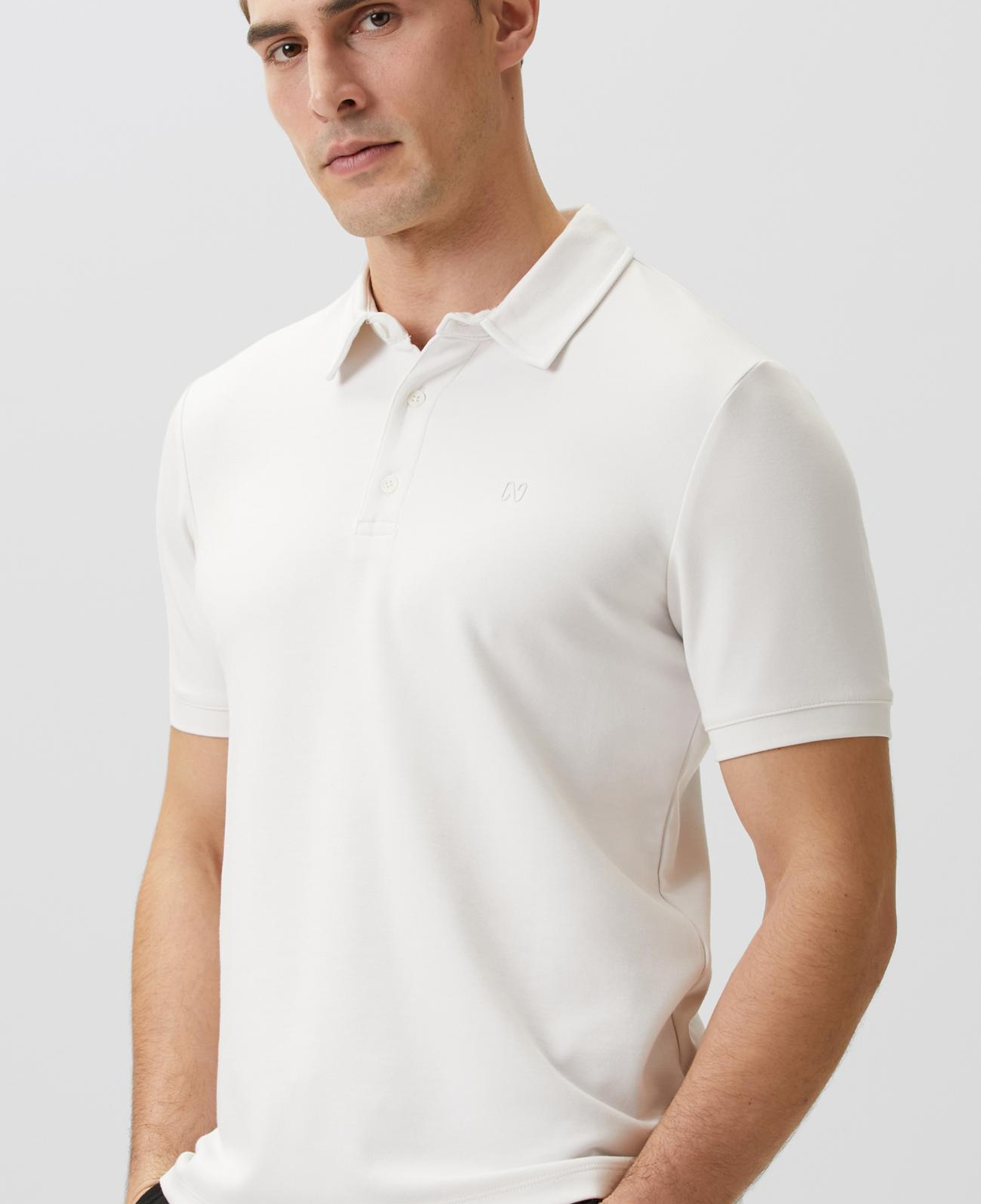 Network Erkek Kırık Beyaz Basic Polo Modal T-shirt
