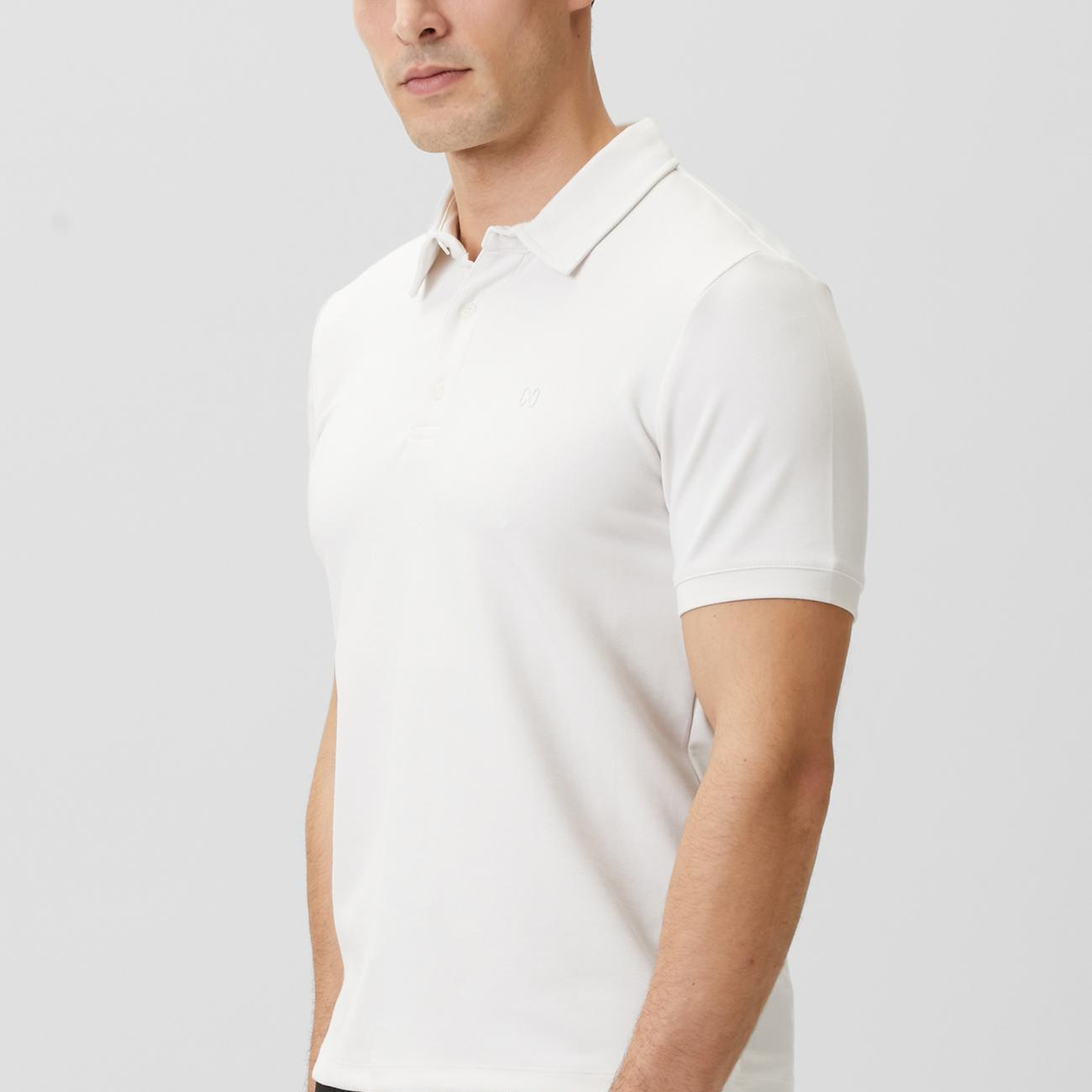 Network Erkek Kırık Beyaz Basic Polo Modal T-shirt